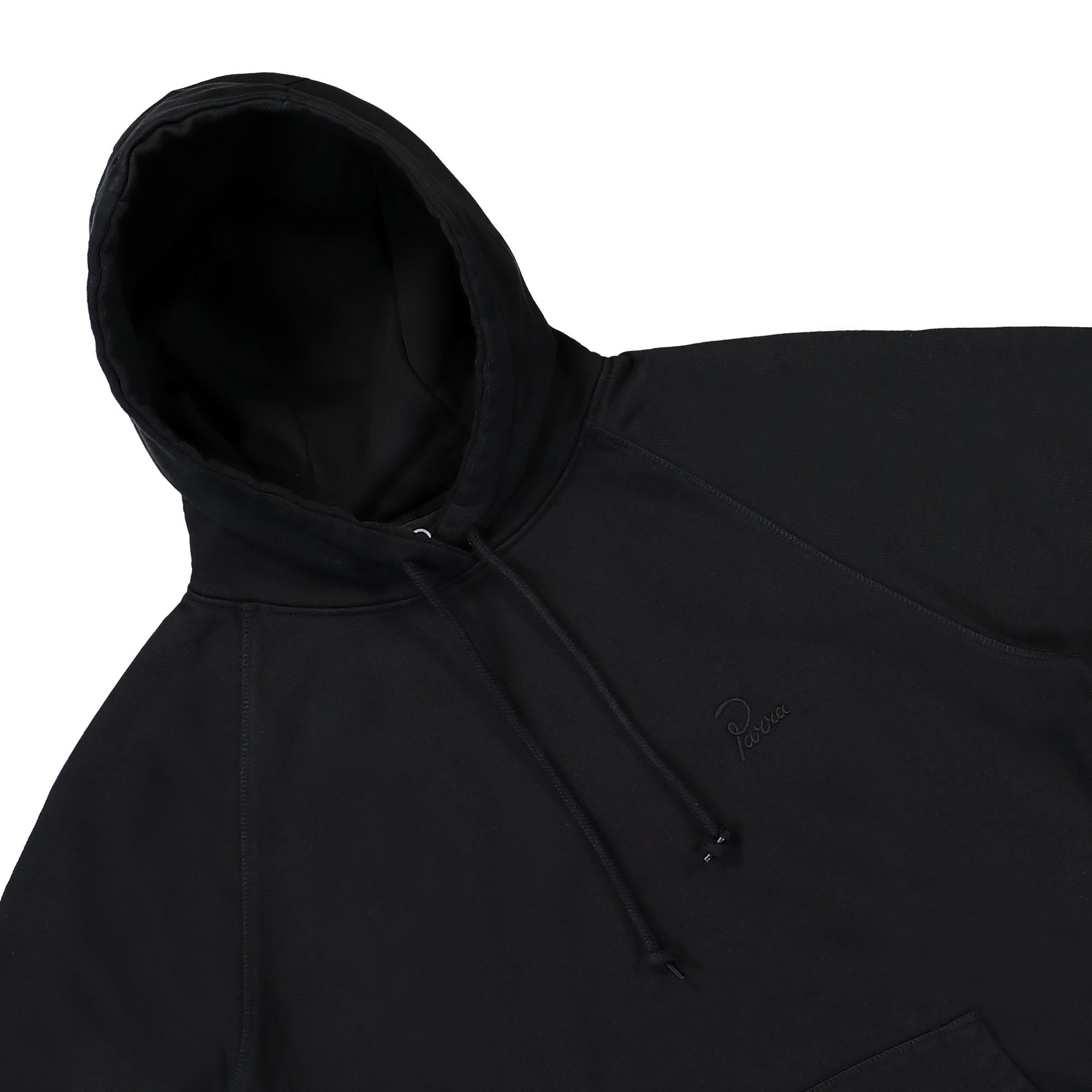 Parra Script Logo Hooded Sweatshirt Black Hoodies Close-up | Overkill