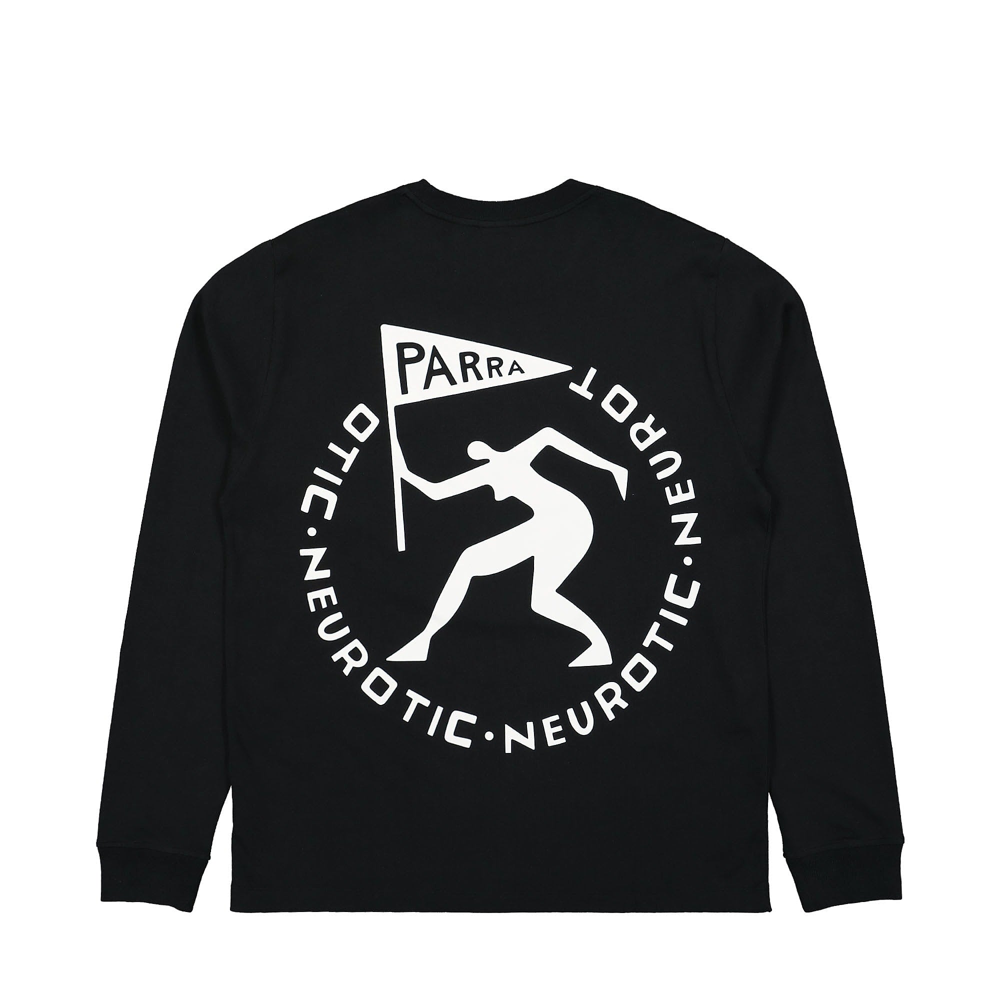 Parra Neurotic Flag Long Sleeve T-Shirt Black T-Shirts Close-up | Overkill