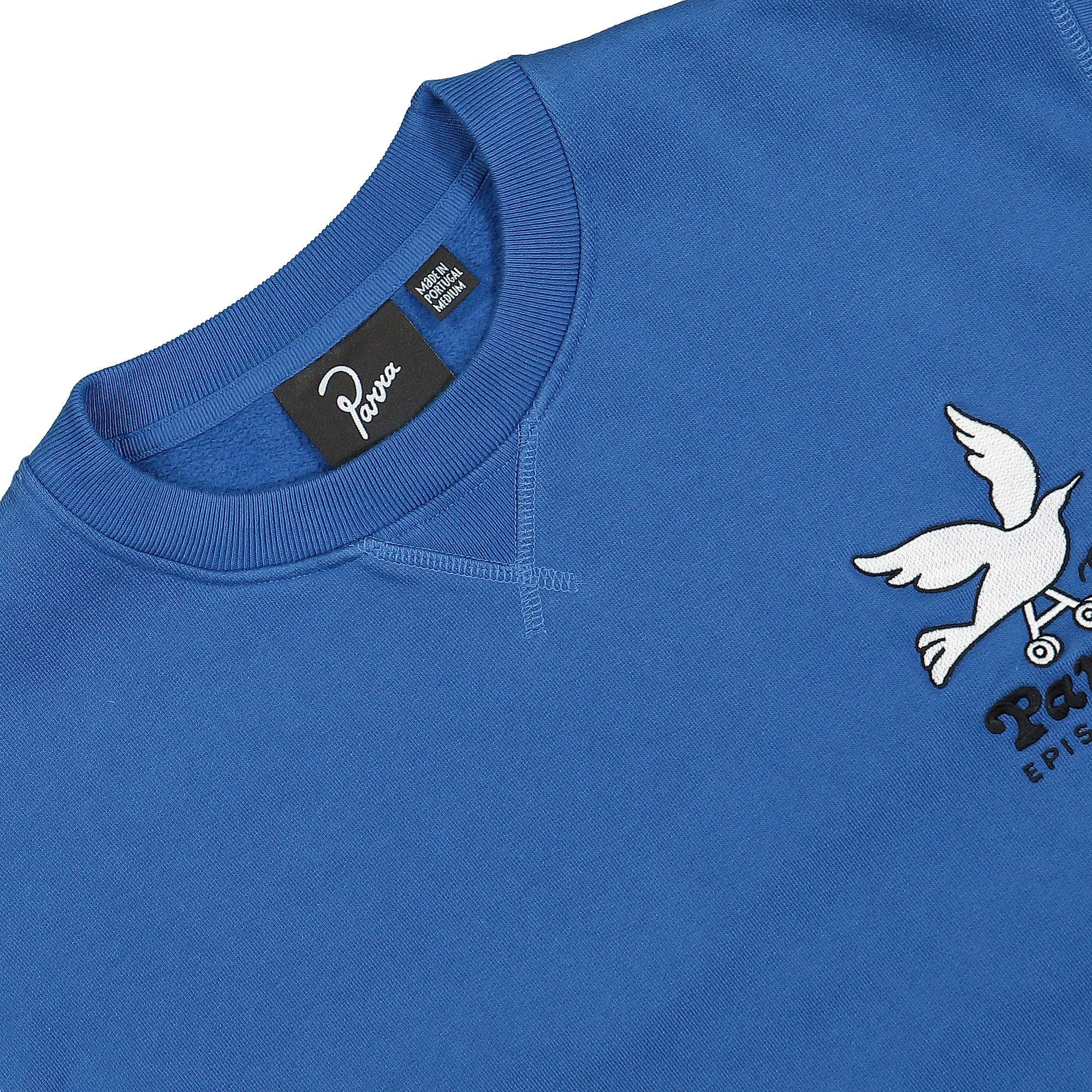 Parra Wheel Chested Bird Crew Neck Sweatshirt Blue Sweatshirts Close-up | Overkill