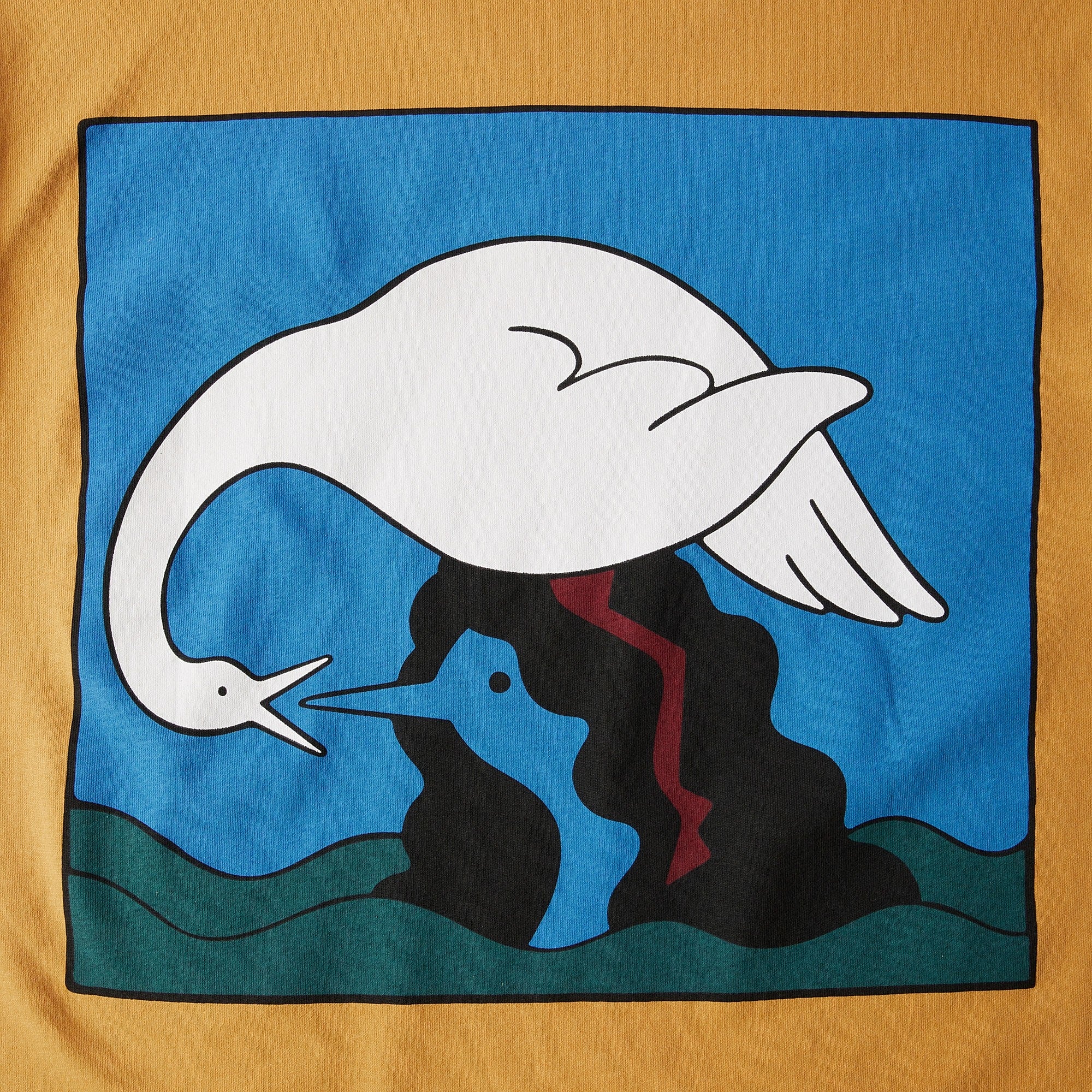Parra Swan To The Face T-Shirt Ocher T-Shirts Material | Overkill