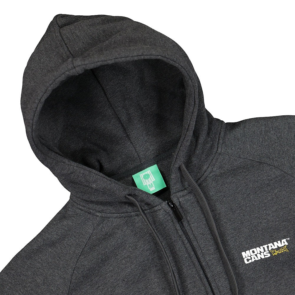Montana Logo Zip Hoody Charcoal Hoodies Close-up | Overkill