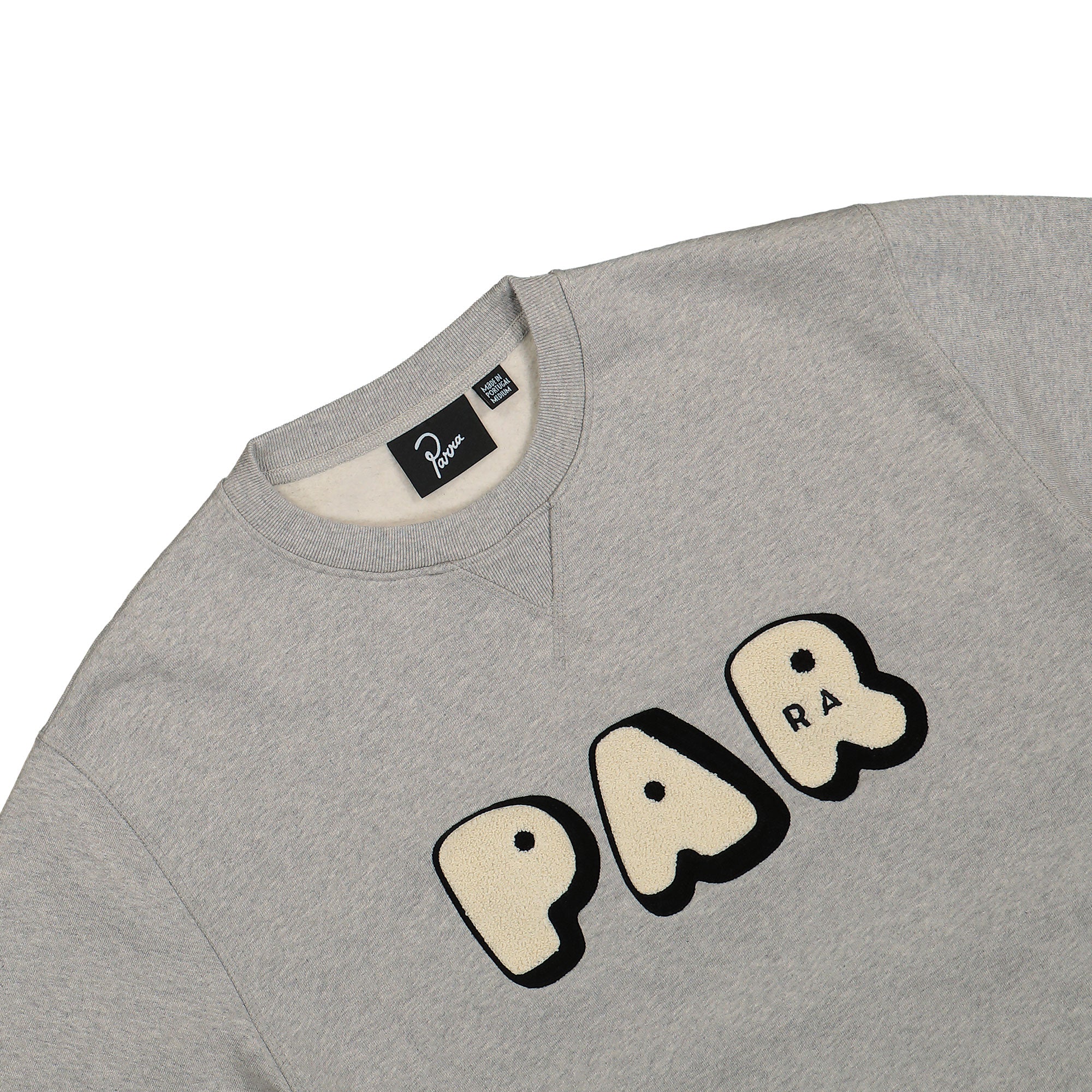 Parra Rounded PAR Crew Neck Sweatshirt Heather Grey Sweatshirts Close-up | Overkill