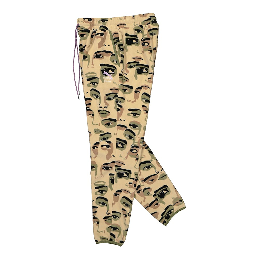 Puma Kidsuper Studios x Puma All Over Print Fleece Pants Pale Khaki - All Over Print Casual Pants Close-up | Overkill