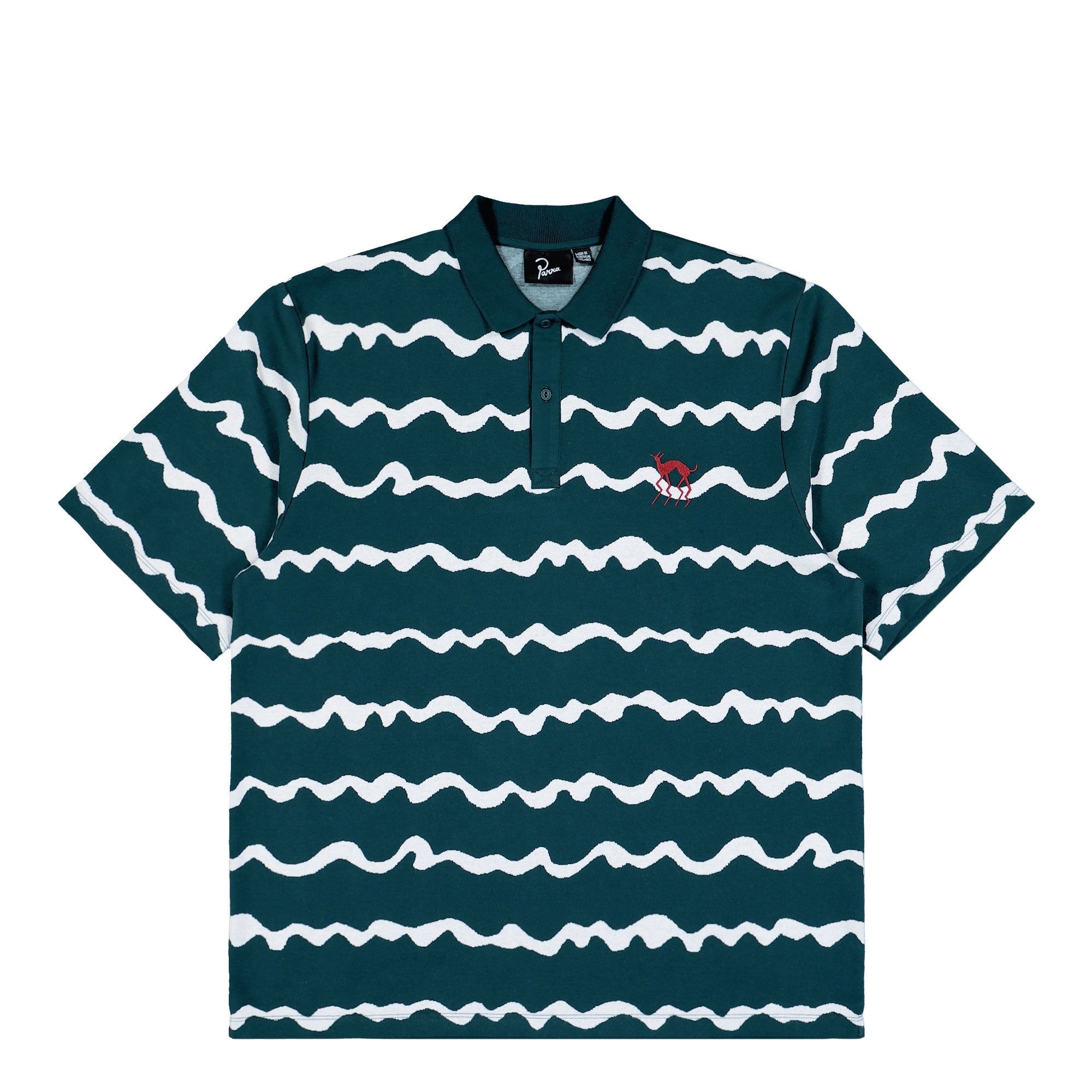 Parra Broken Waves Polo Shirt Pine Green Polo Shirts 53420 | Overkill