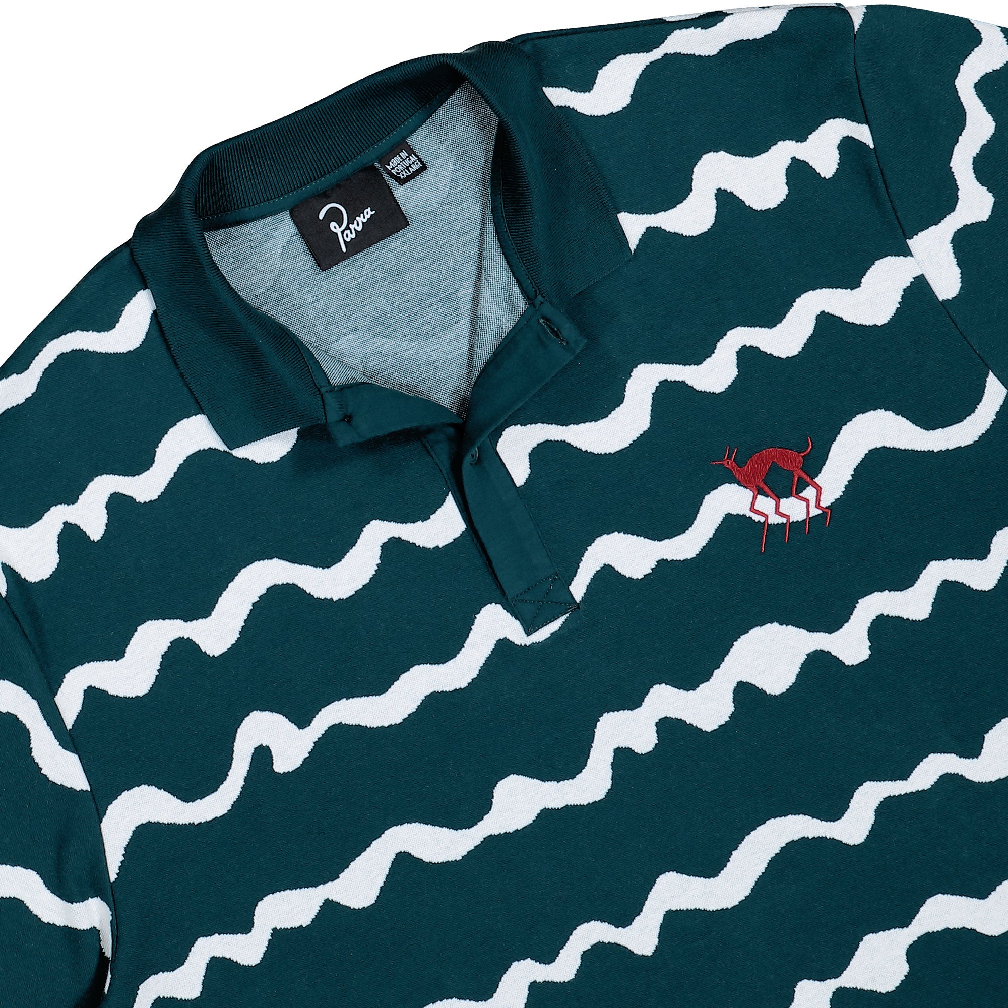 Parra Broken Waves Polo Shirt Pine Green Polo Shirts Detailfoto | Overkill
