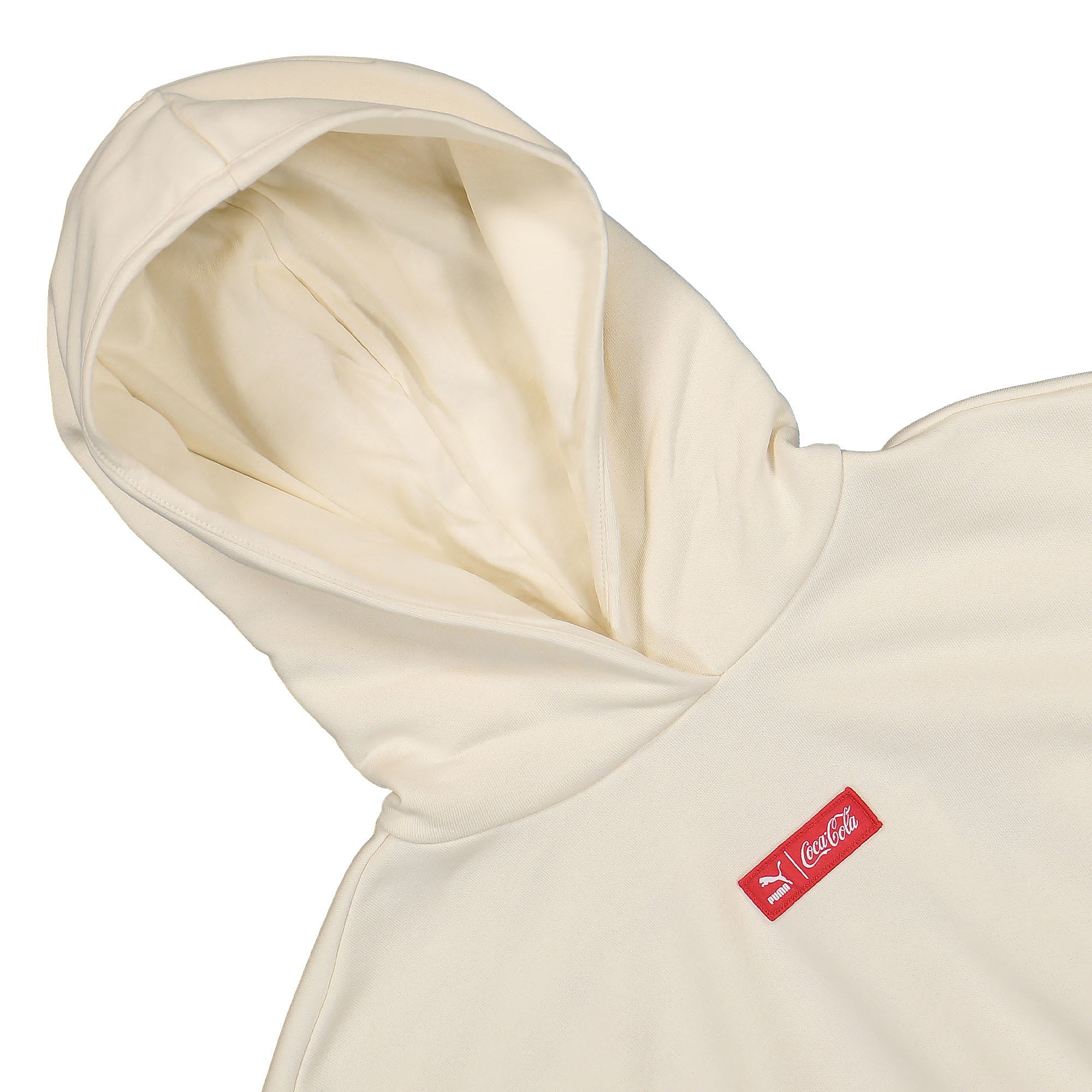 Puma Coca Cola x Puma Wmns Cropped Hoodie Ivory Glow Hoodies Close-up | Overkill