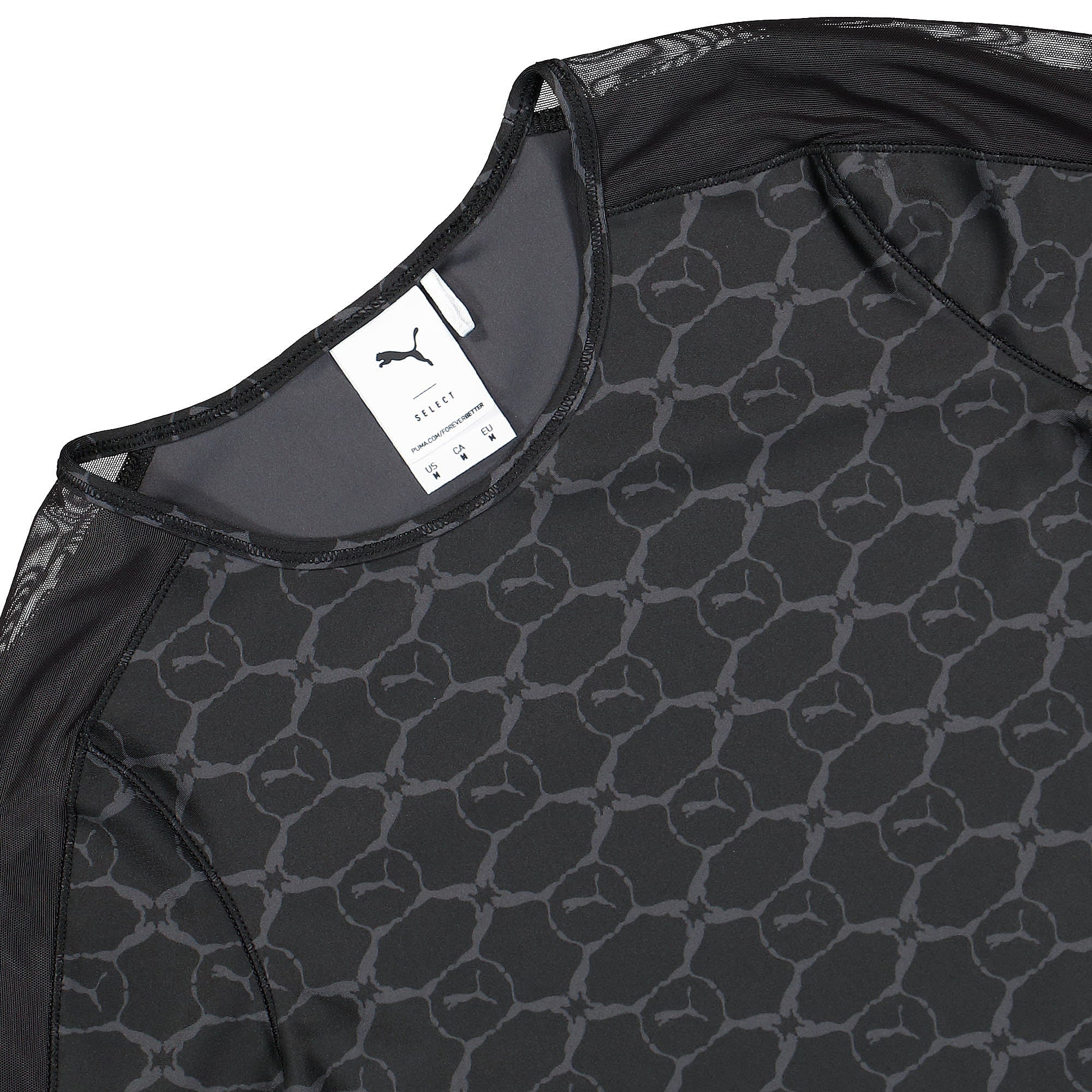 Puma Wmns Luxe Sport T7 Bodysuit Puma Black - Dark Shadow AOP Longsleeves Close-up | Overkill