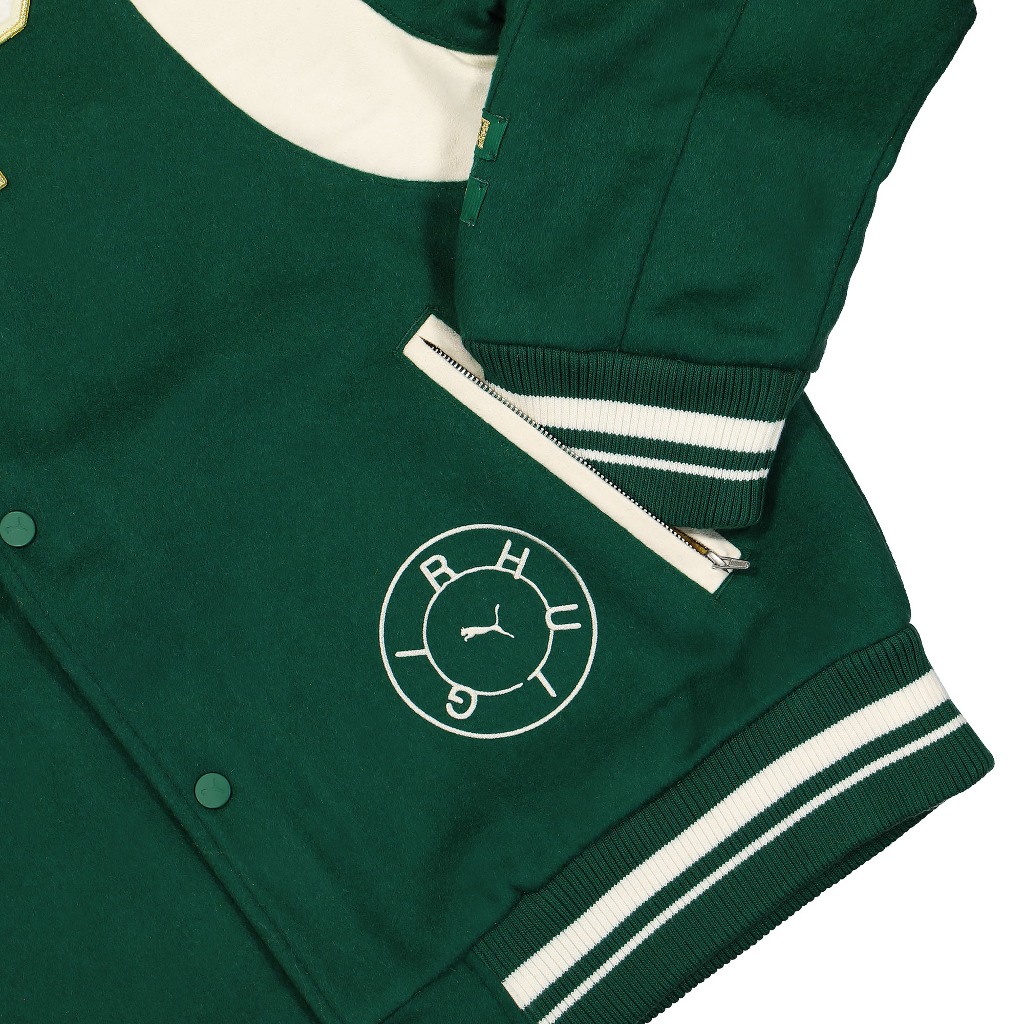 Puma RHUIGI x Puma Varsity Jacket Evergreen Bomber & Varsity Jackets Detailfoto | Overkill