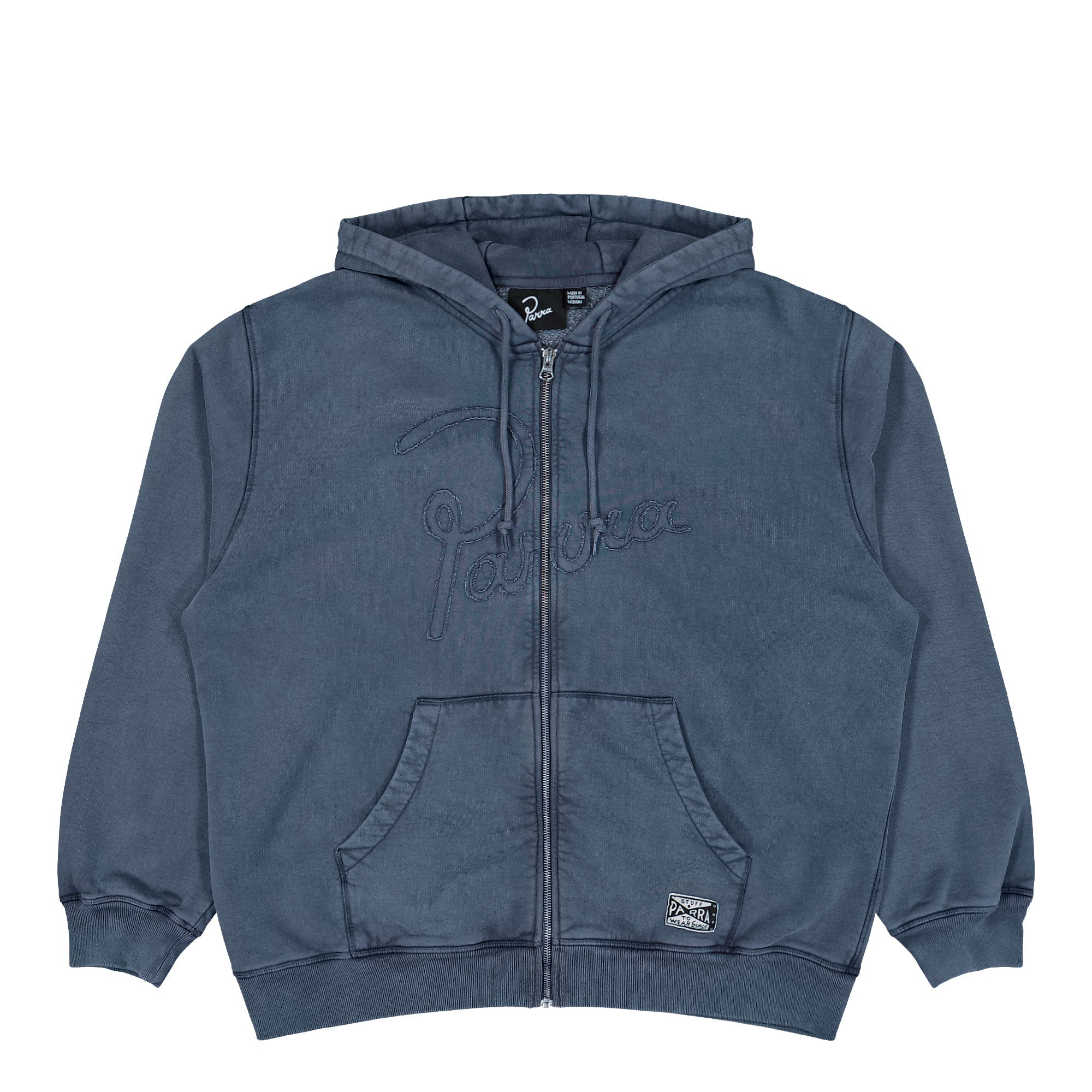 Parra Not Fade Away Zip Hooded Sweatshirt Washed Dark Grey Hoodie 55115 | Overkill