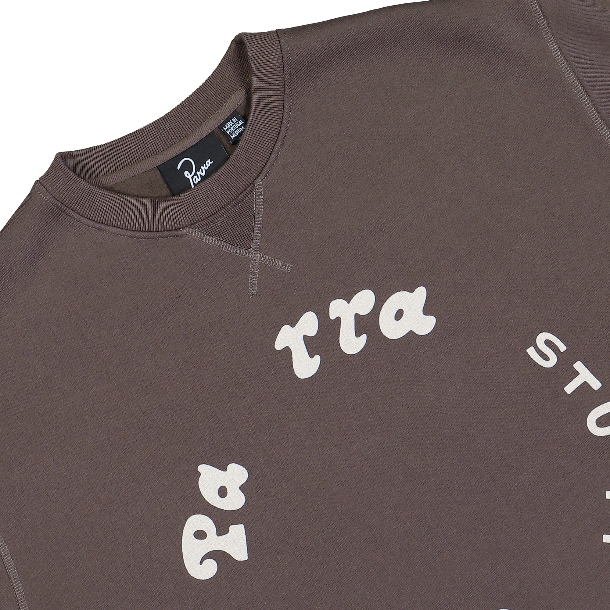 Parra Gasoline Crew Neck Sweatshirt Brown Sweatshirt 55236 Close-up | Overkill