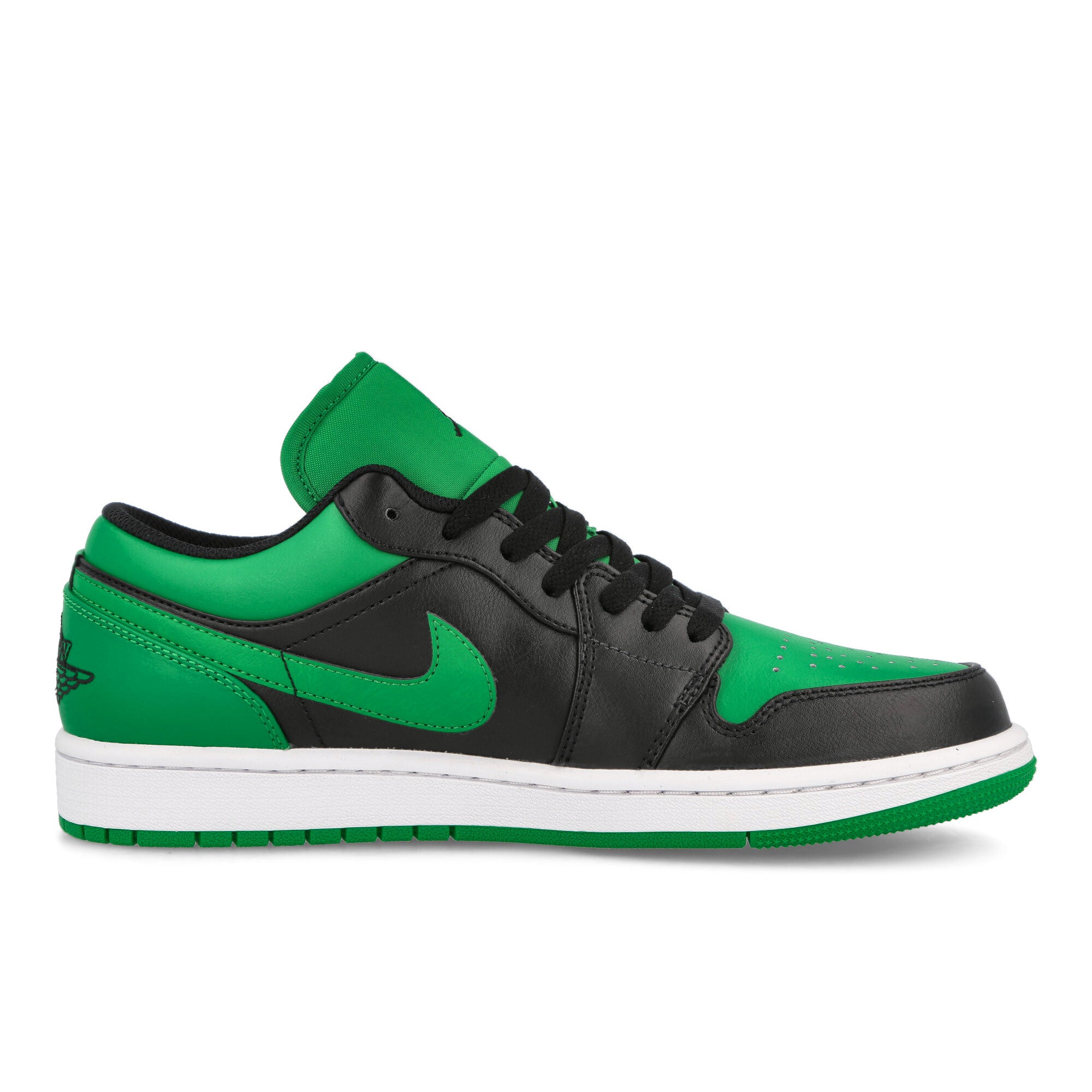 Jordan Air Jordan 1 Low Black / Black - Lucky Green - White Low Top Sneakers Silhouette | Overkill