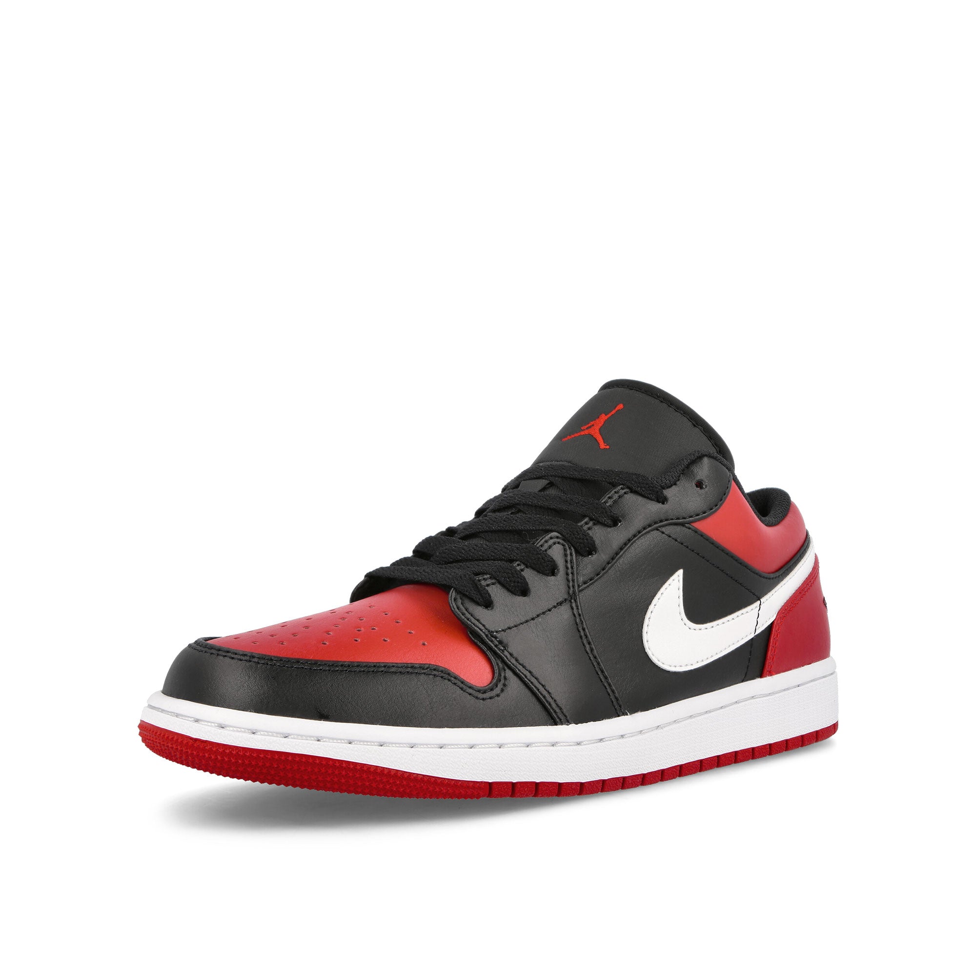 Jordan Air Jordan 1 Low Black / Gym Red - White Low Top Sneakers Close Up | Overkill