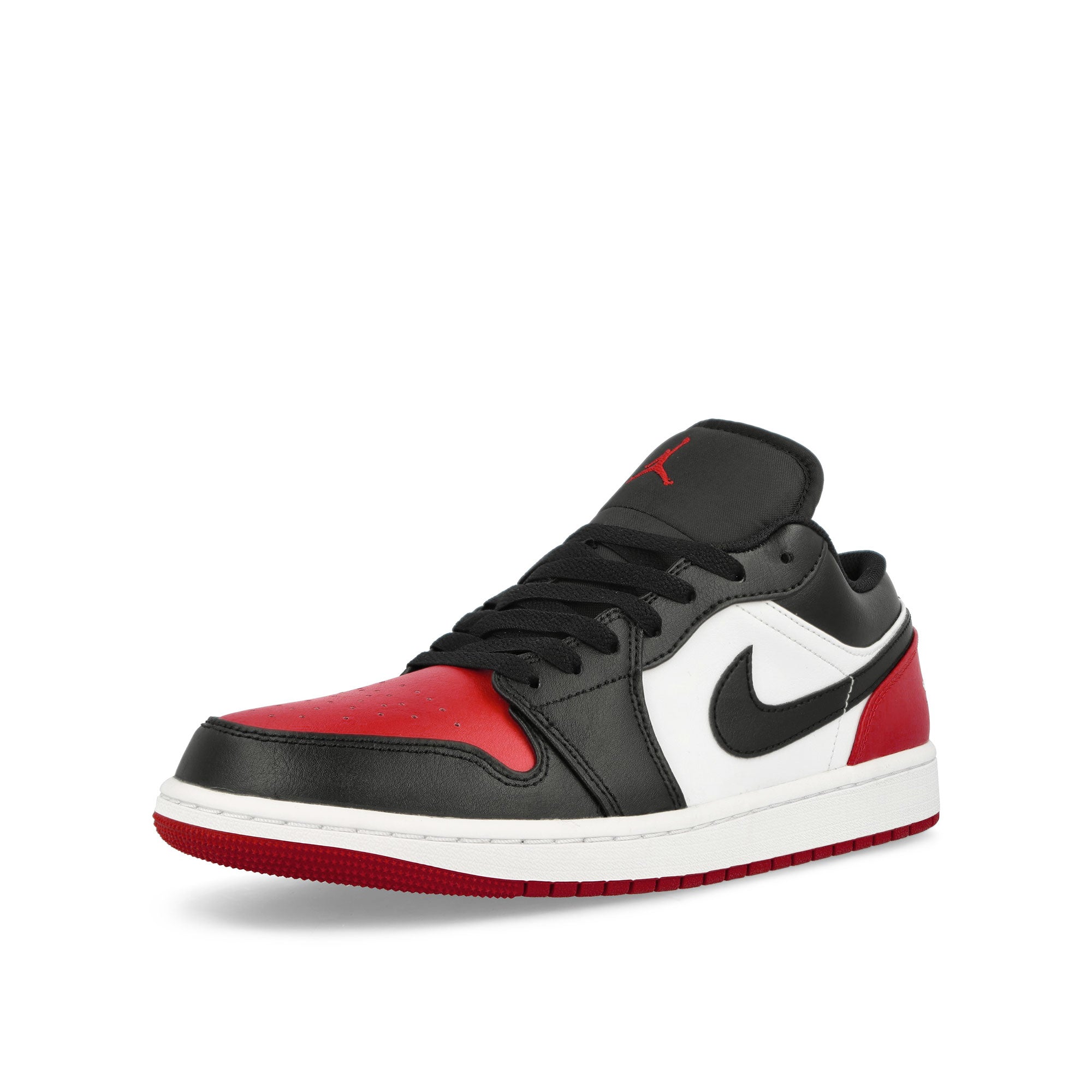 Jordan Air Jordan 1 Low White-Black - Varsity Red - White Low Top Sneakers Close Up | Overkill