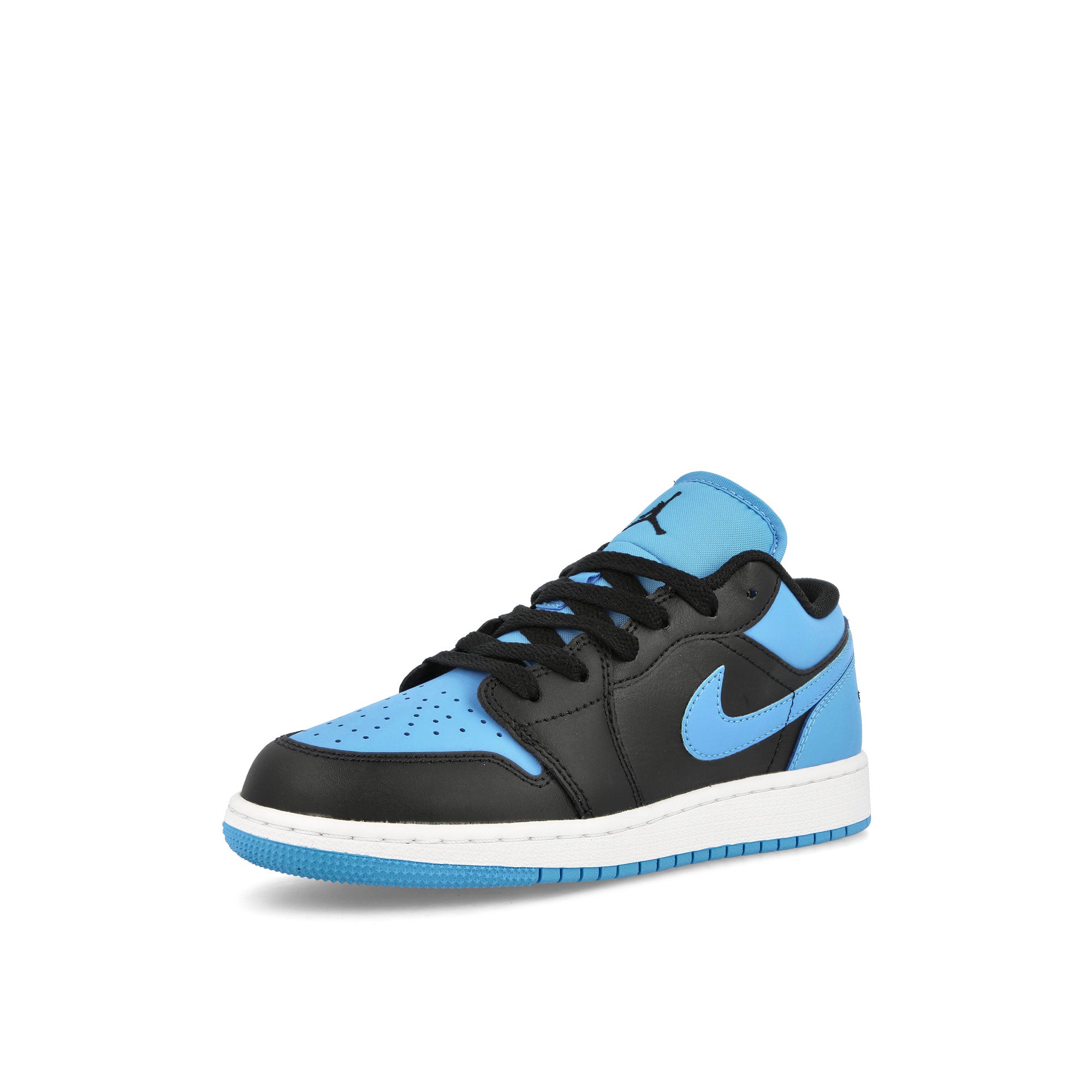 Jordan Air Jordan 1 Low GS Black-Black - University Blue - White Low Top Sneakers Close Up | Overkill