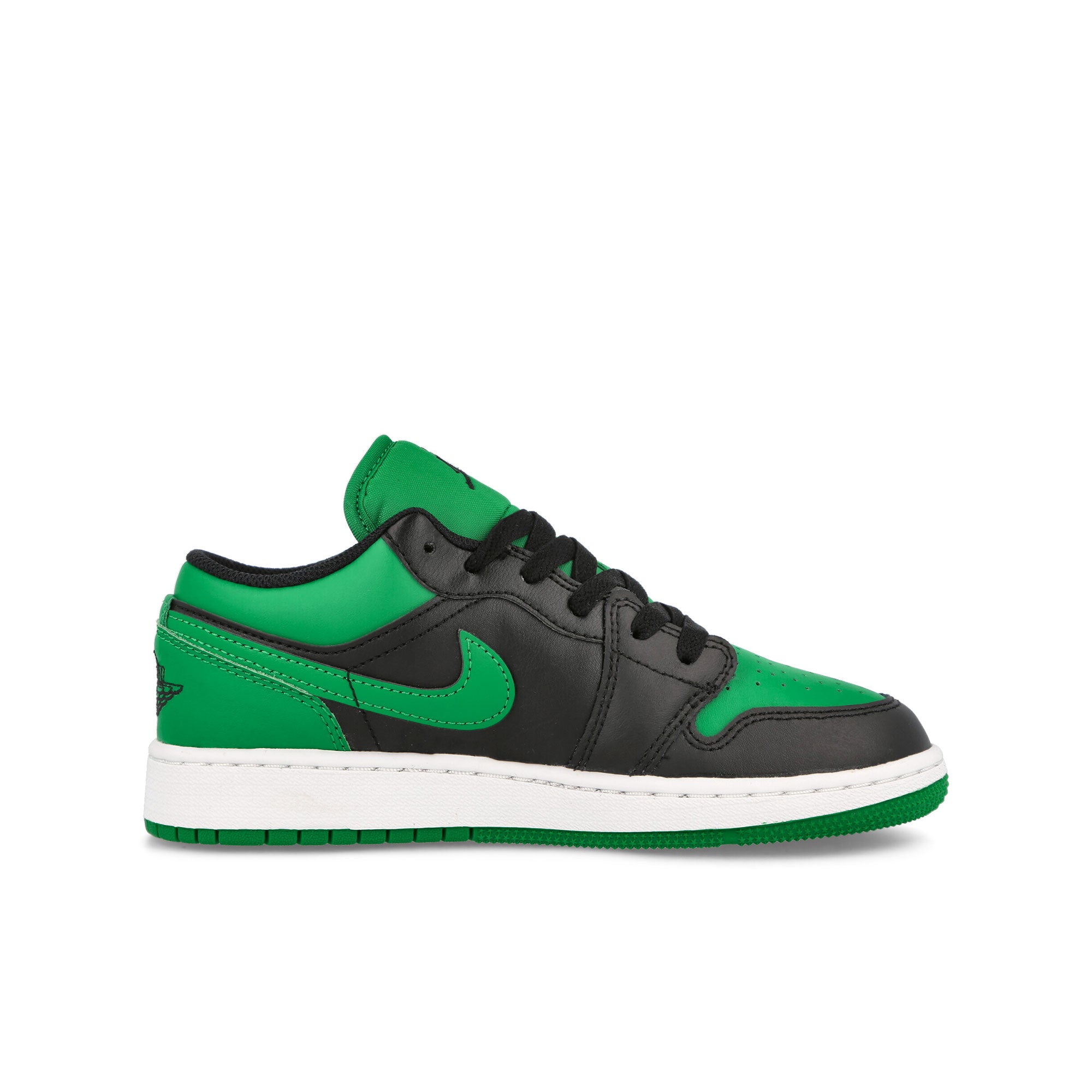 Jordan Air Jordan 1 Low GS Black / Black - Lucky Green - White Low Top Sneakers Silhouette | Overkill