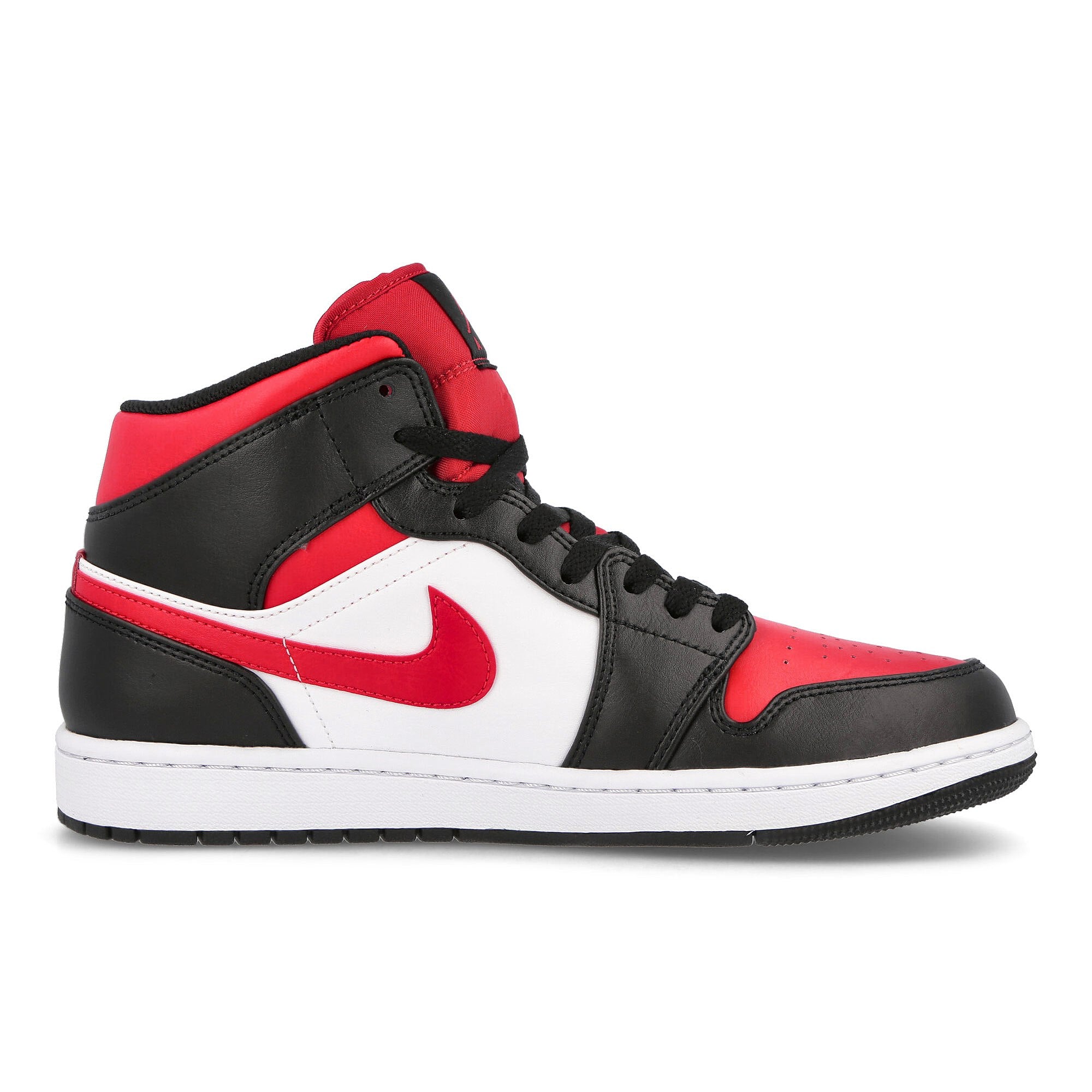 Jordan Air Jordan 1 Mid Black / Fire Red - White Mid Top Sneakers Silhouette | Overkill