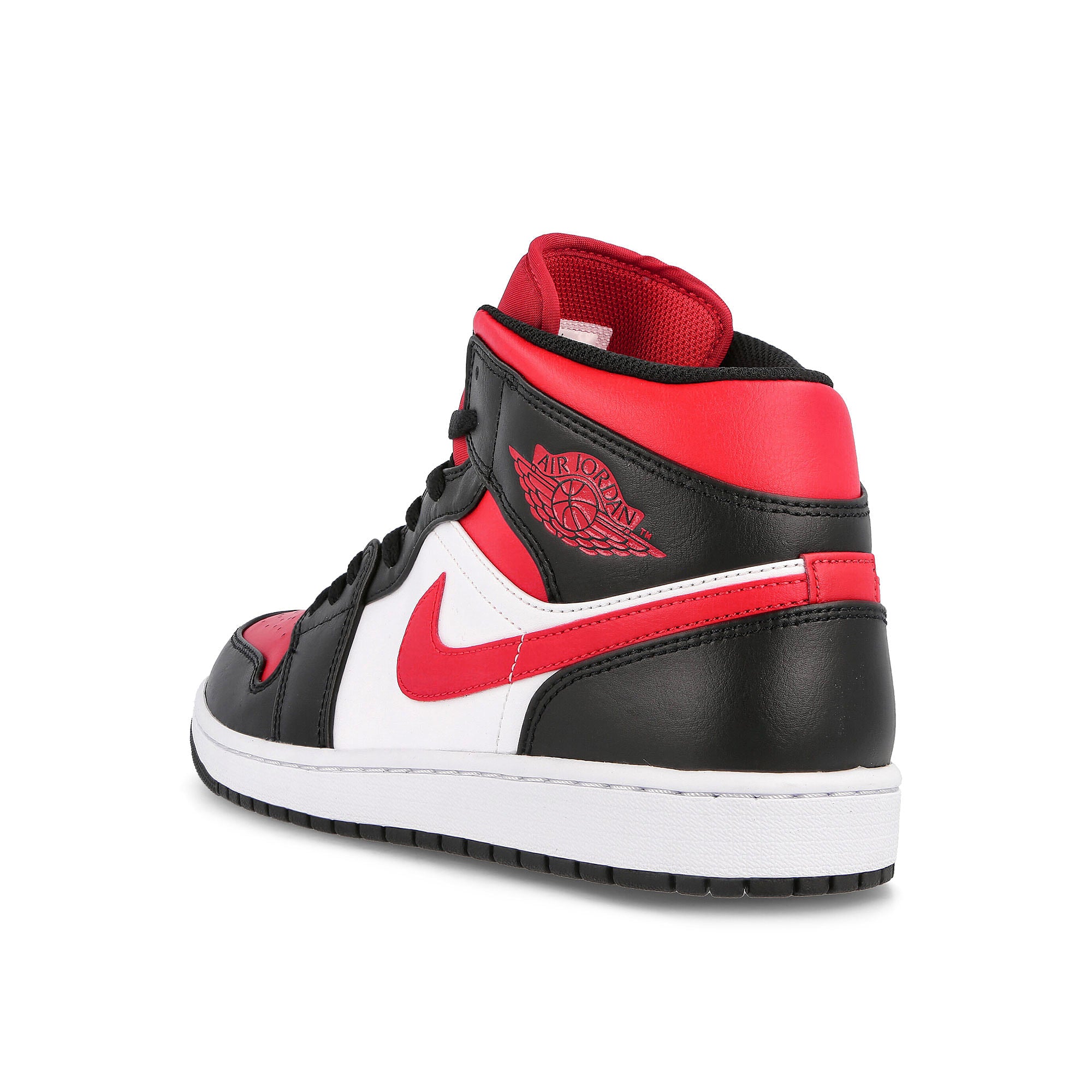 Jordan Air Jordan 1 Mid Black / Fire Red - White Mid Top Sneakers Material | Overkill