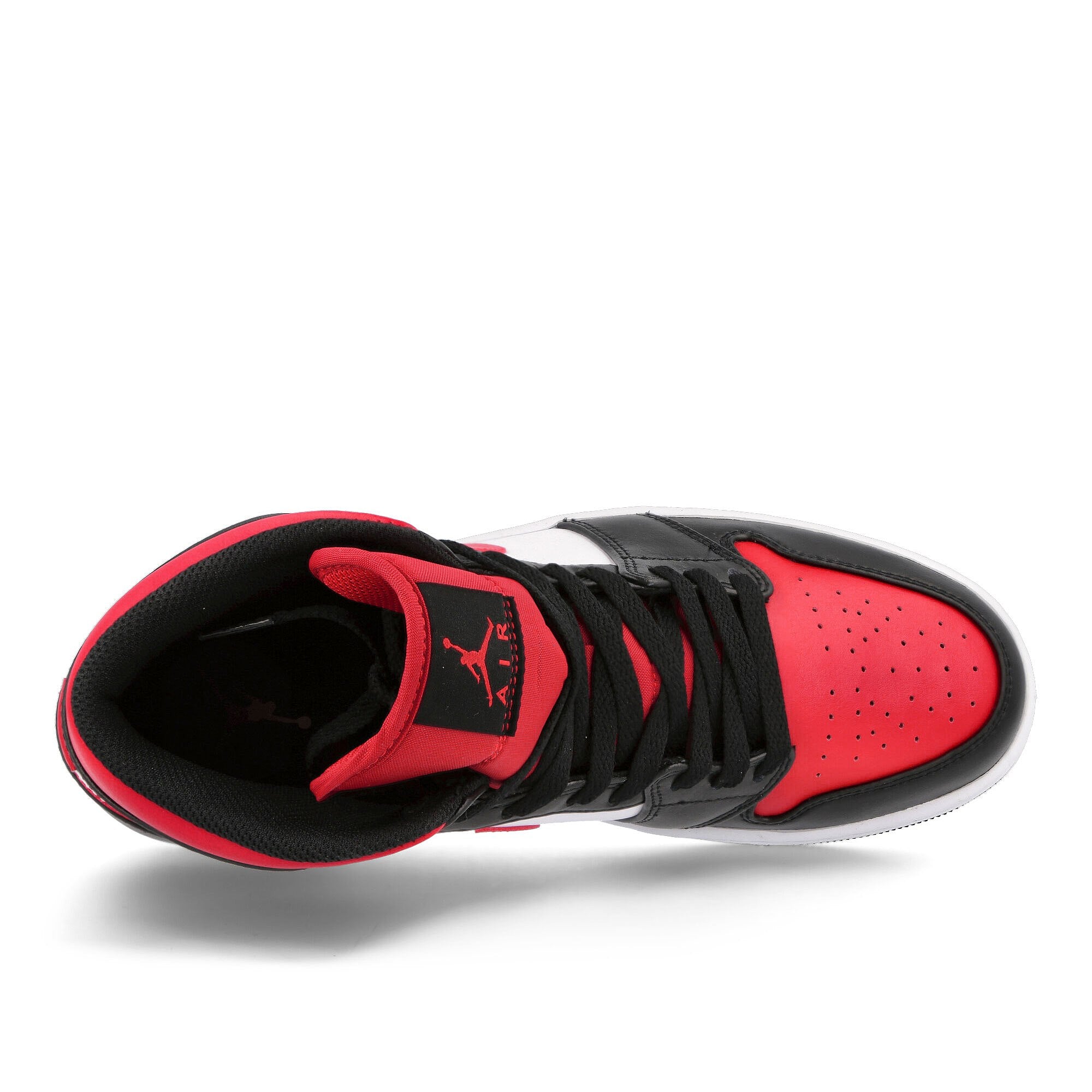 Jordan Air Jordan 1 Mid Black / Fire Red - White Mid Top Sneakers Detailfoto | Overkill