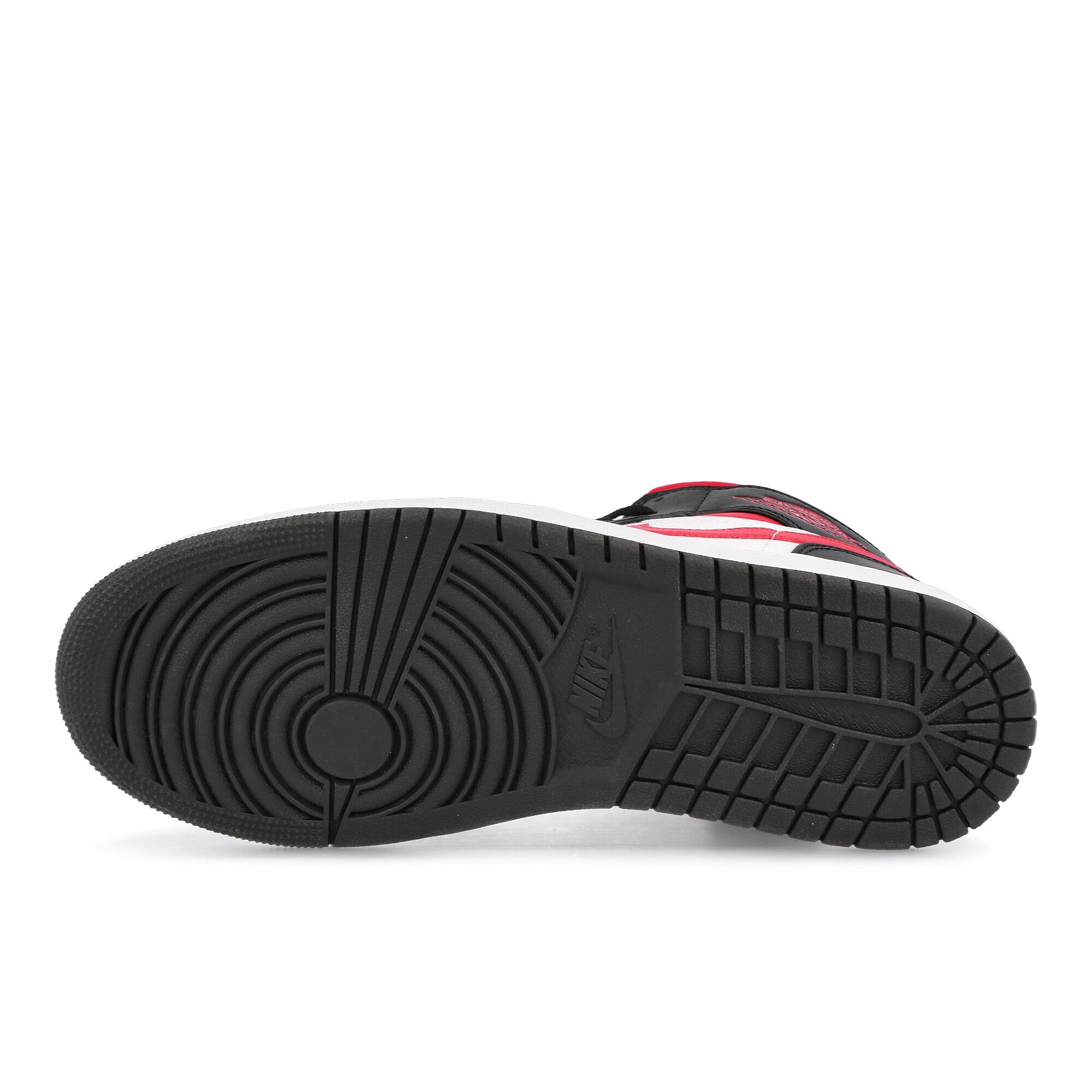 Jordan Air Jordan 1 Mid Black / Fire Red - White Mid Top Sneakers Detail View 1 | Overkill