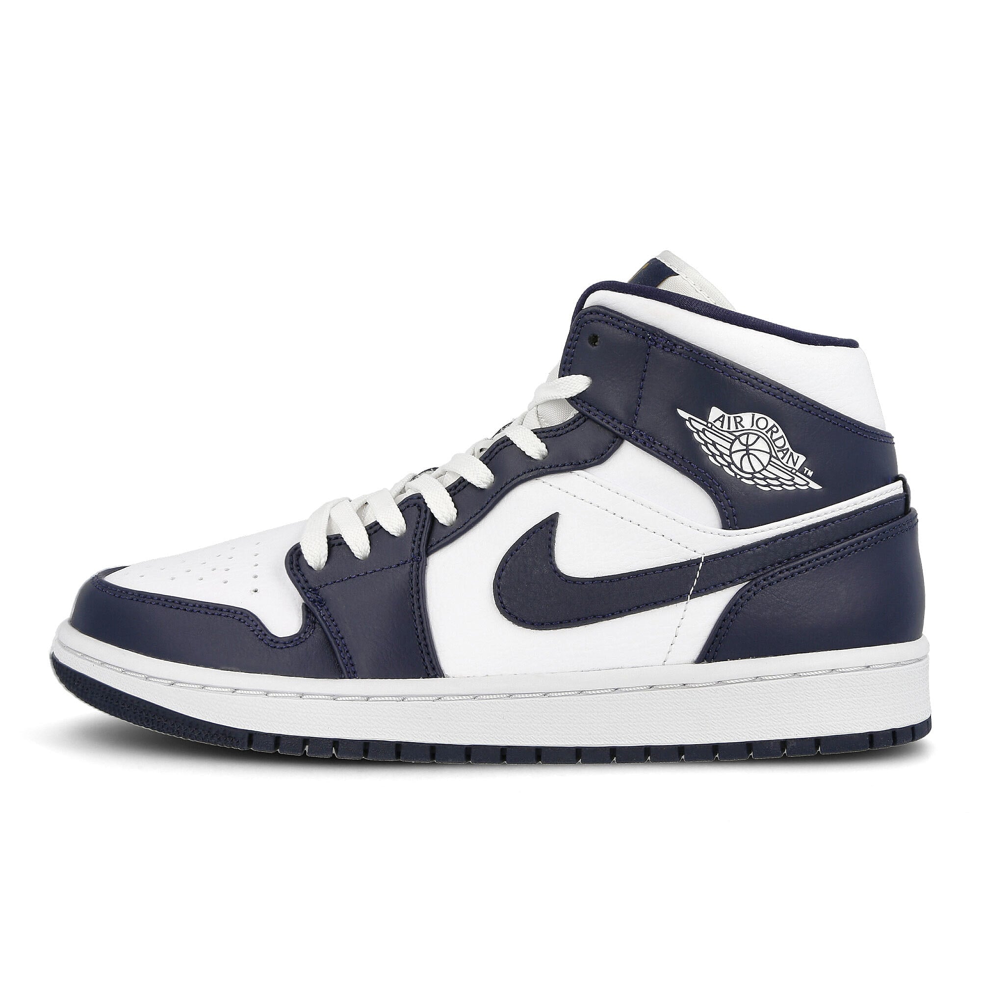 Jordan Air Jordan 1 Mid White / Metallic Gold - Obsidian Mid Top Sneakers 554724 174 | Overkill