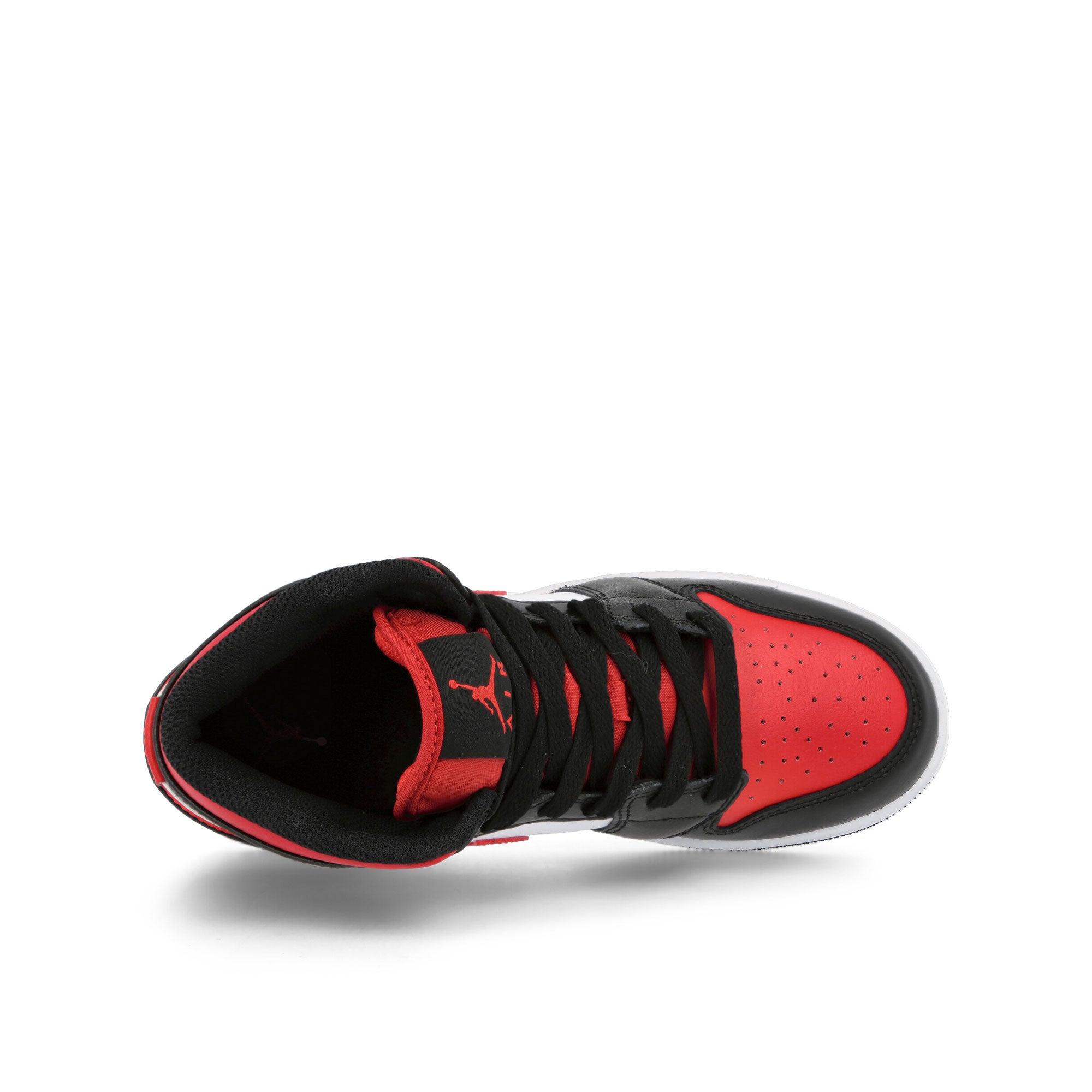 Air Jordan 1 Mid GS 1 Mid GS Black / Fire Red - White Overkill Archive 554725 079 Detailfoto | Overkill