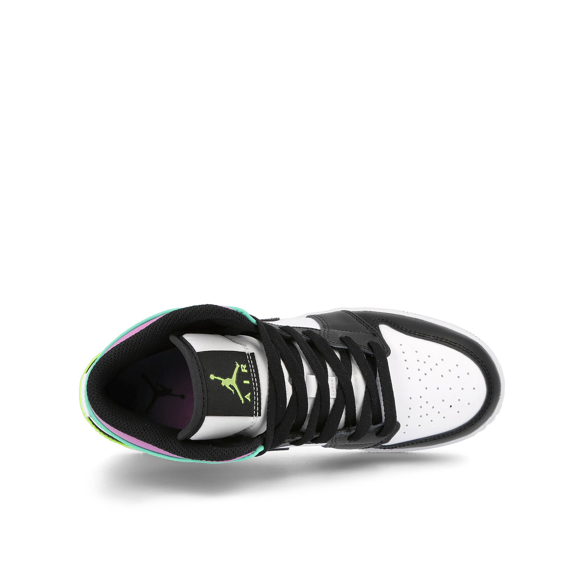 Jordan Air Jordan 1 Mid GS White / Black - Volt - Green Glow Detail view 1 | Overkill