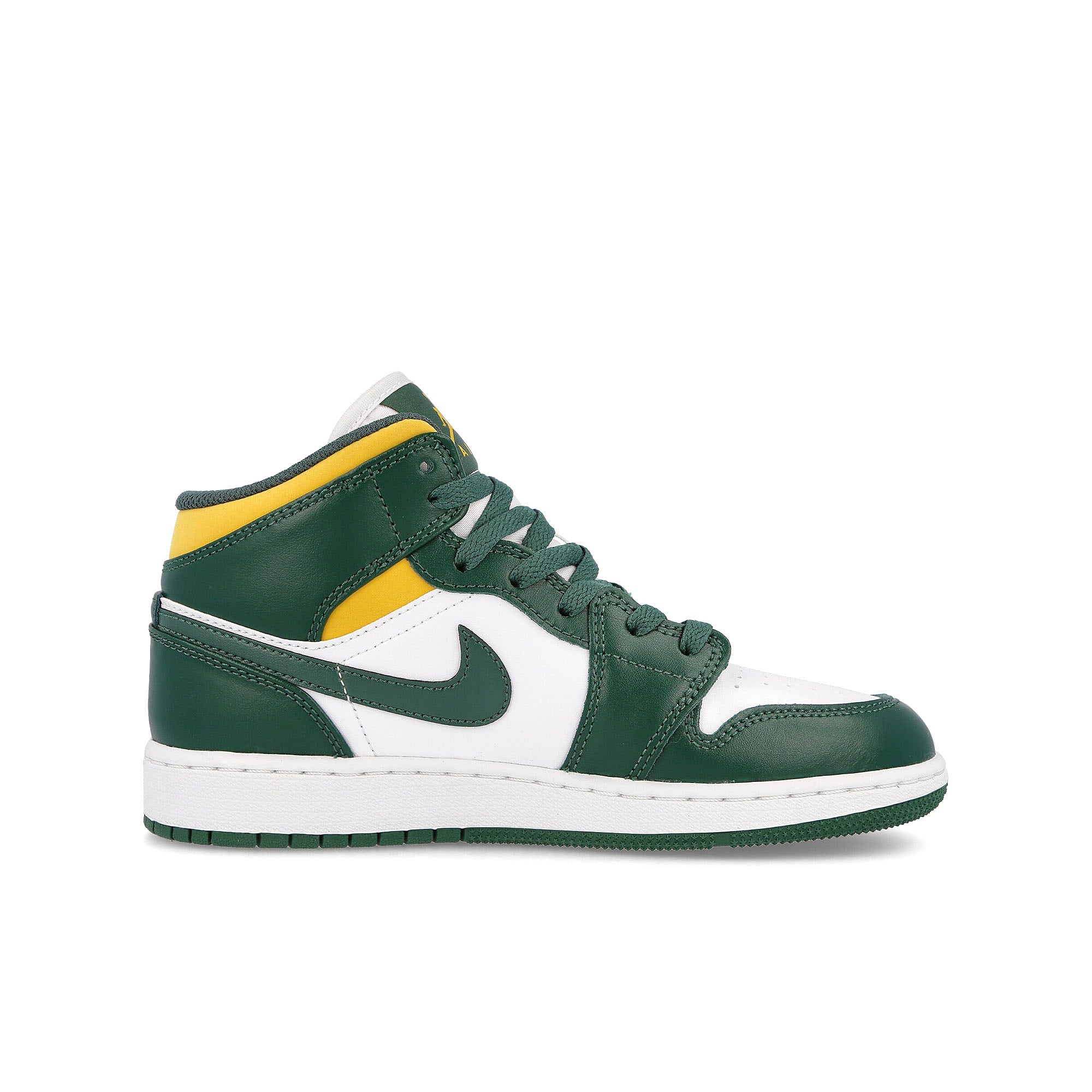 Jordan Air Jordan 1 Mid GS Noble Green / Pollen - White Material | Overkill