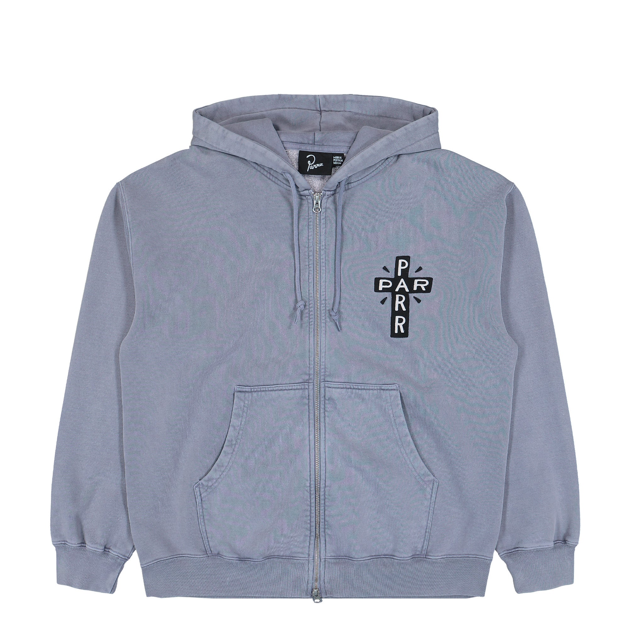 Parra A Cross To Bear Zip Hooded Sweatshirt Blue Hoodie 56230 | Overkill