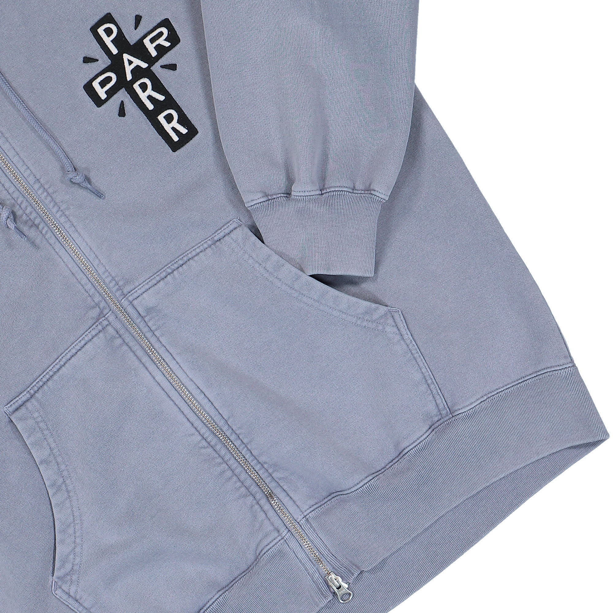 Parra A Cross To Bear Zip Hooded Sweatshirt Blue Hoodie 56230 Detail View 1 | Overkill