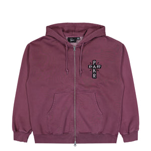 Parra A Cross To Bear Zip Hooded Sweatshirt Purple Hoodie 56231 | Overkill