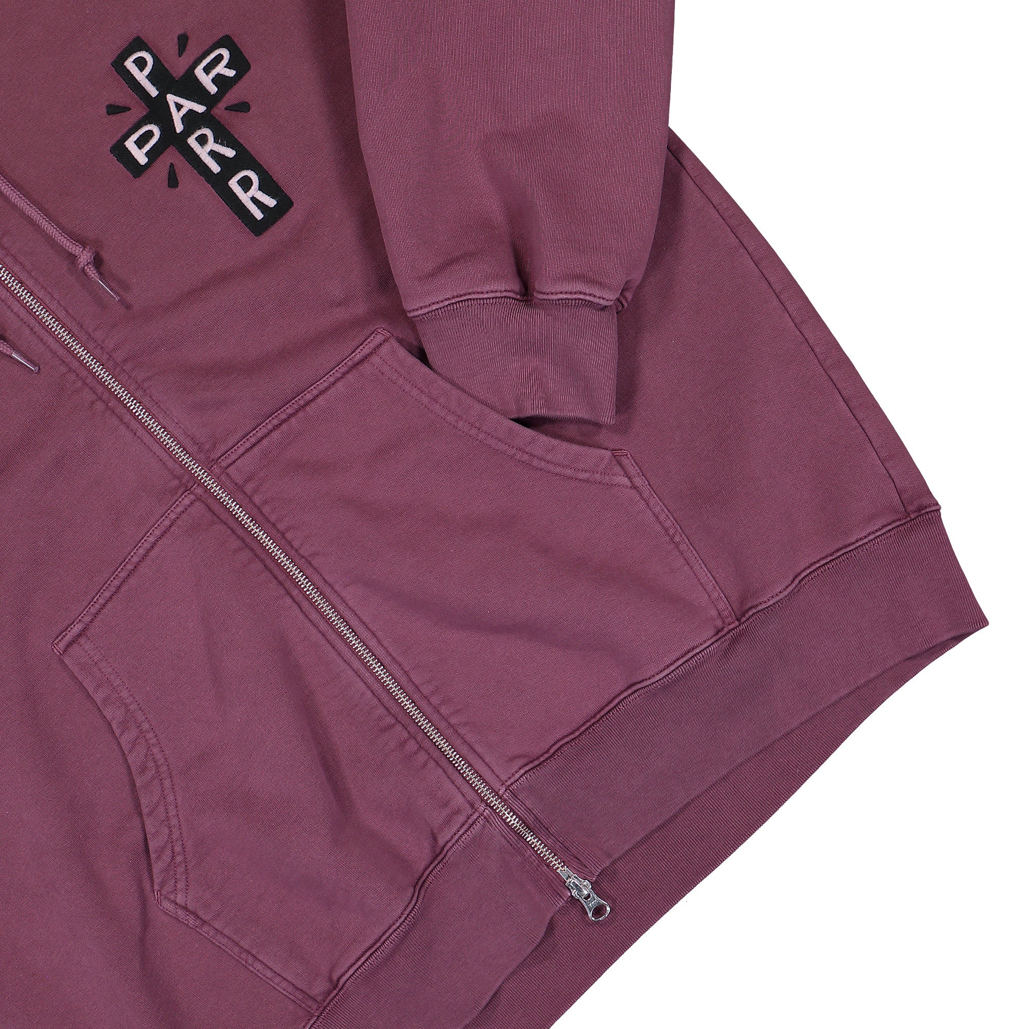 Parra A Cross To Bear Zip Hooded Sweatshirt Purple Hoodie 56231 Detail View 1 | Overkill