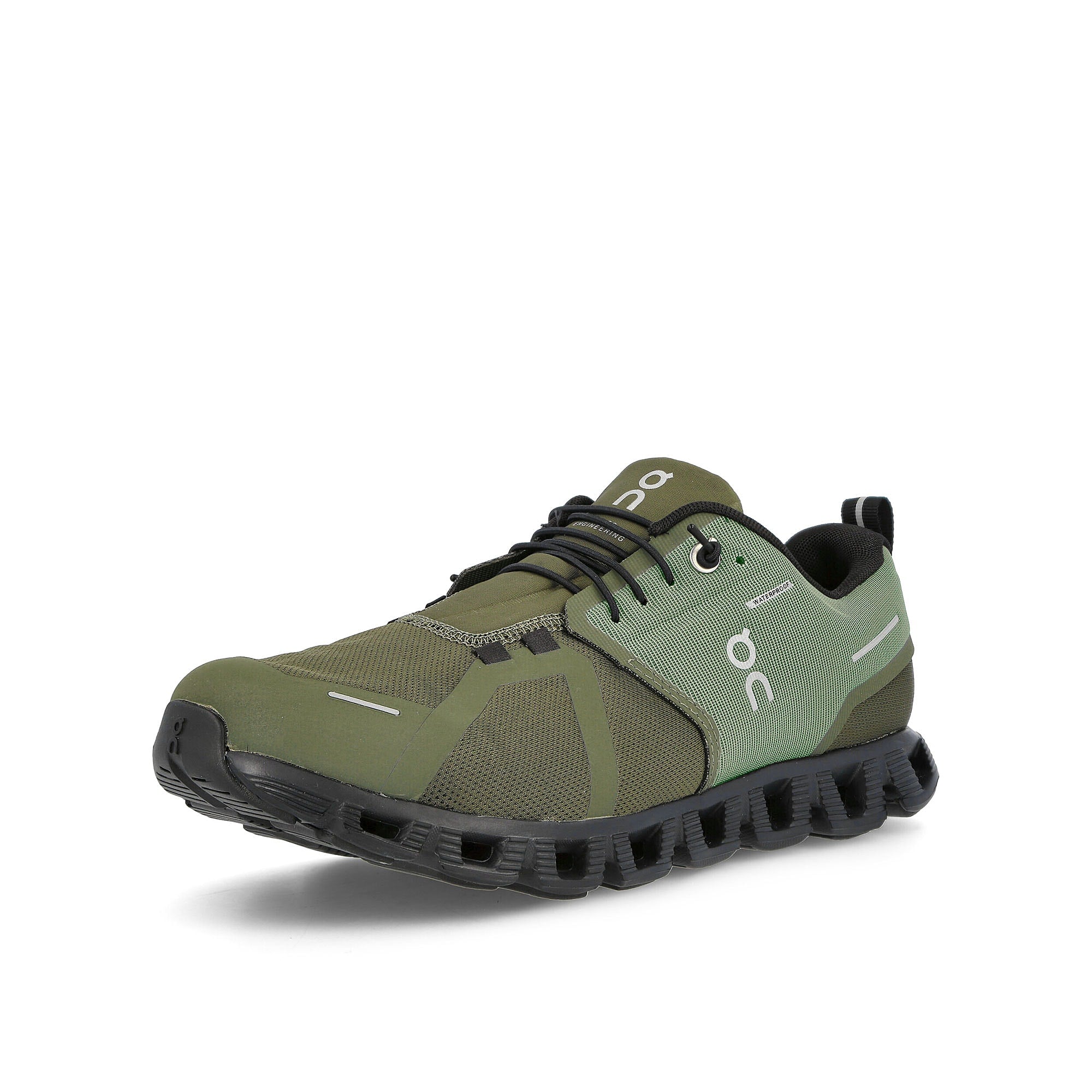 On cloud 5 waterproof Olive-Black Low Top Sneakers Close Up | Overkill