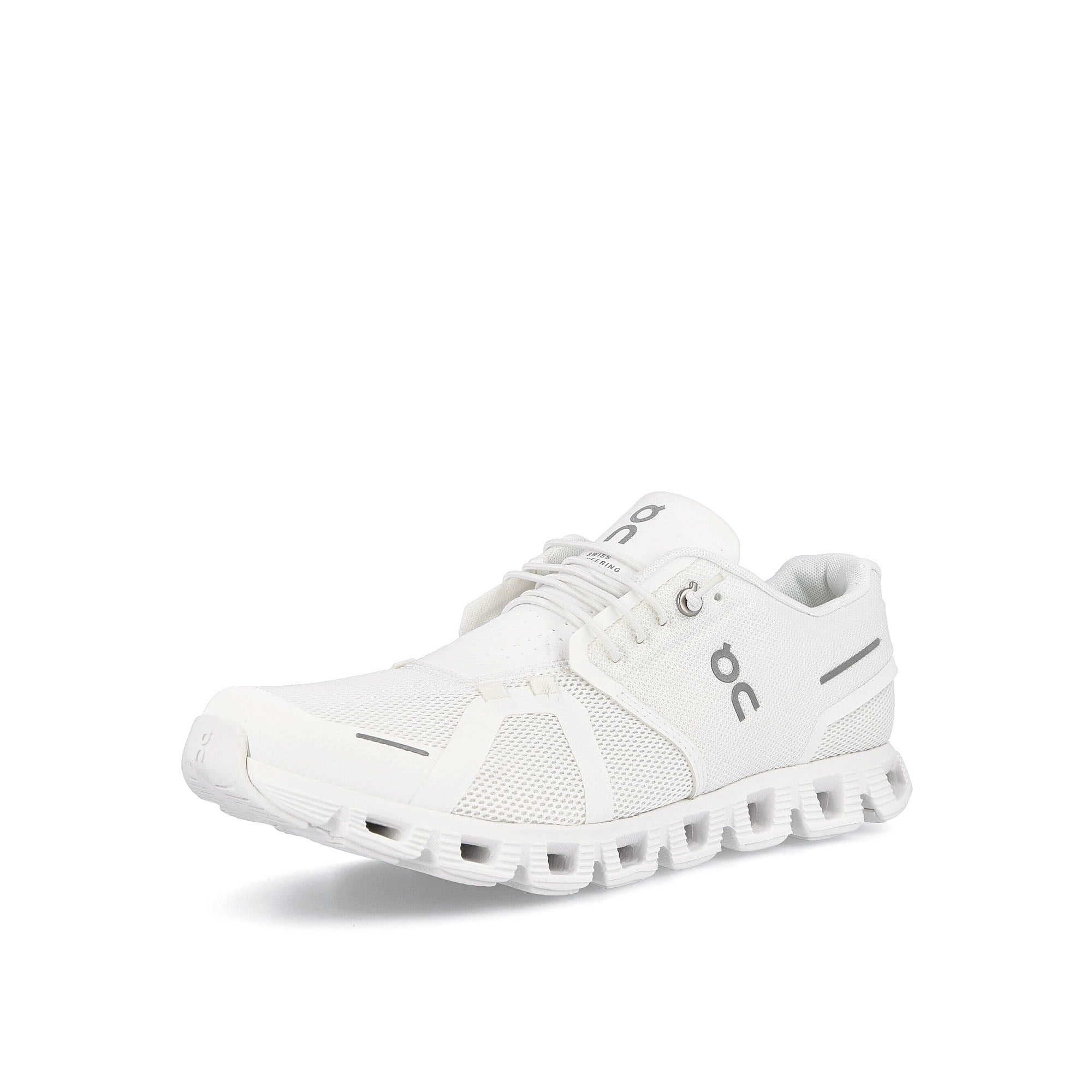 On Wmns Cloud 5 All White Low Top Sneakers Close Up | Overkill