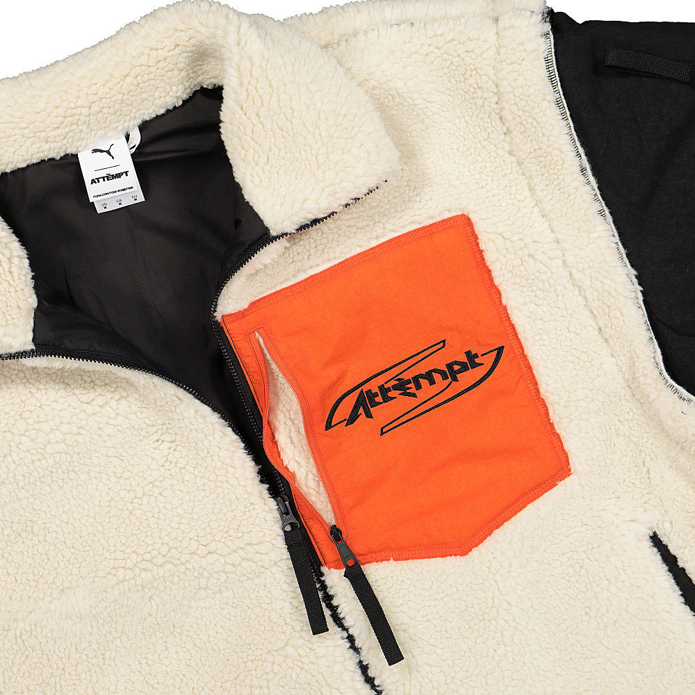 Puma Attempt x Puma Sherpa Bomber Black Fleece Jackets Close-up | Overkill