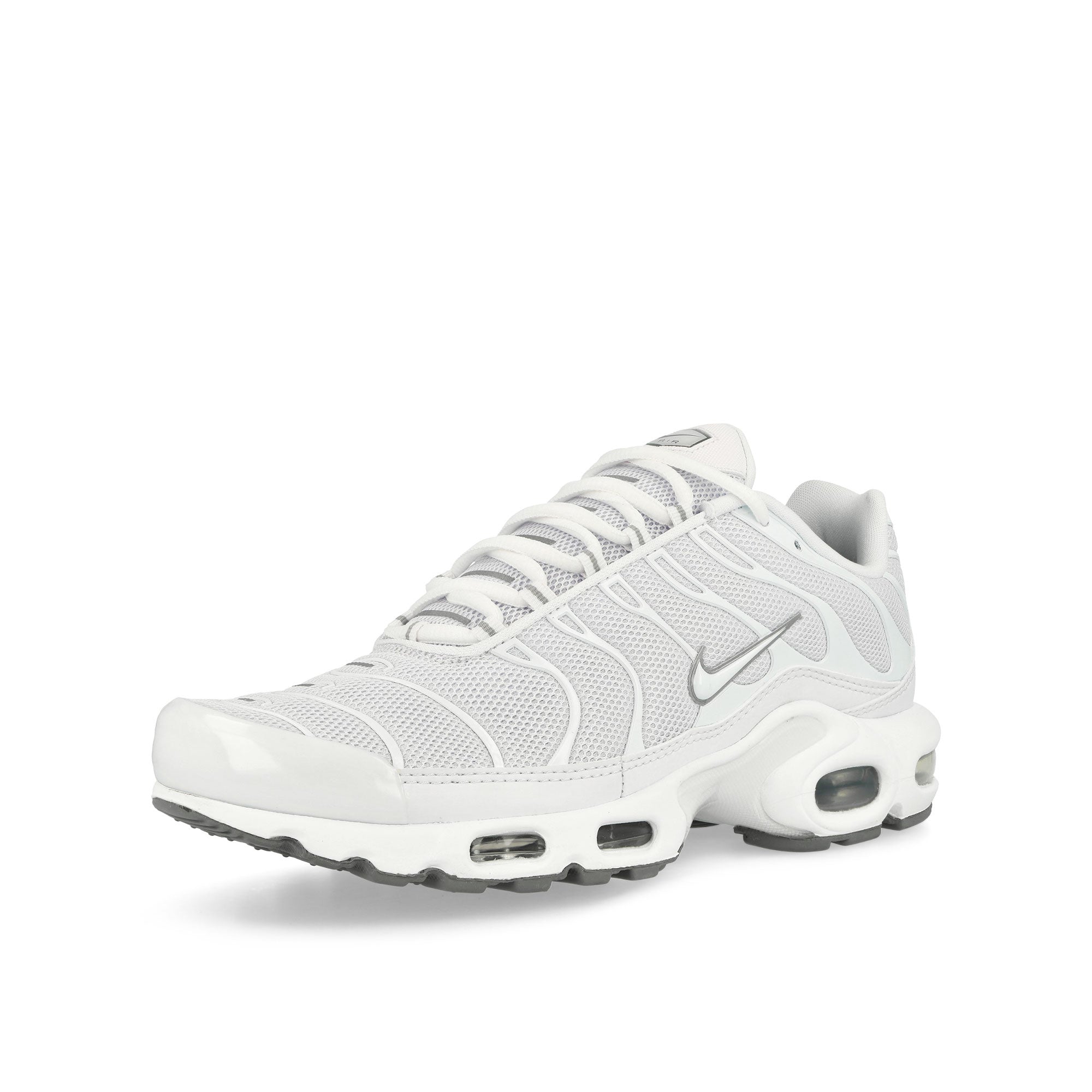 Nike Air Max Plus White / White - Black - Cool Grey Low Top Sneakers Close Up | Overkill