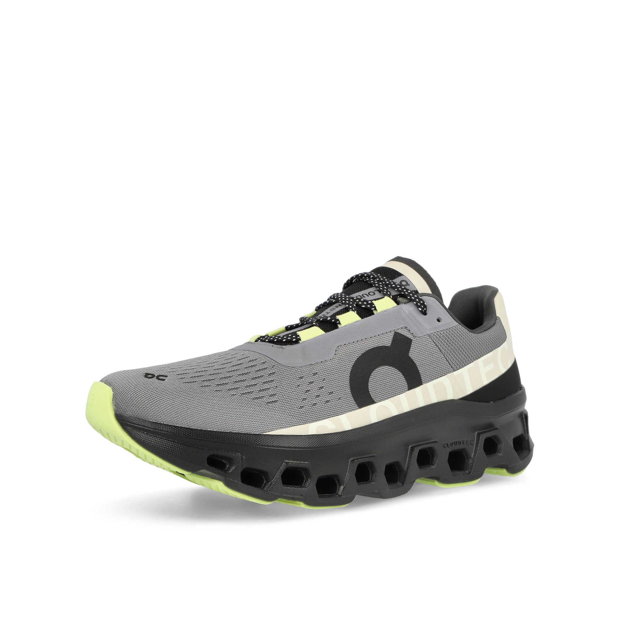 On Cloudmonster Fossil / Magnet Low Top Sneakers Close Up | Overkill