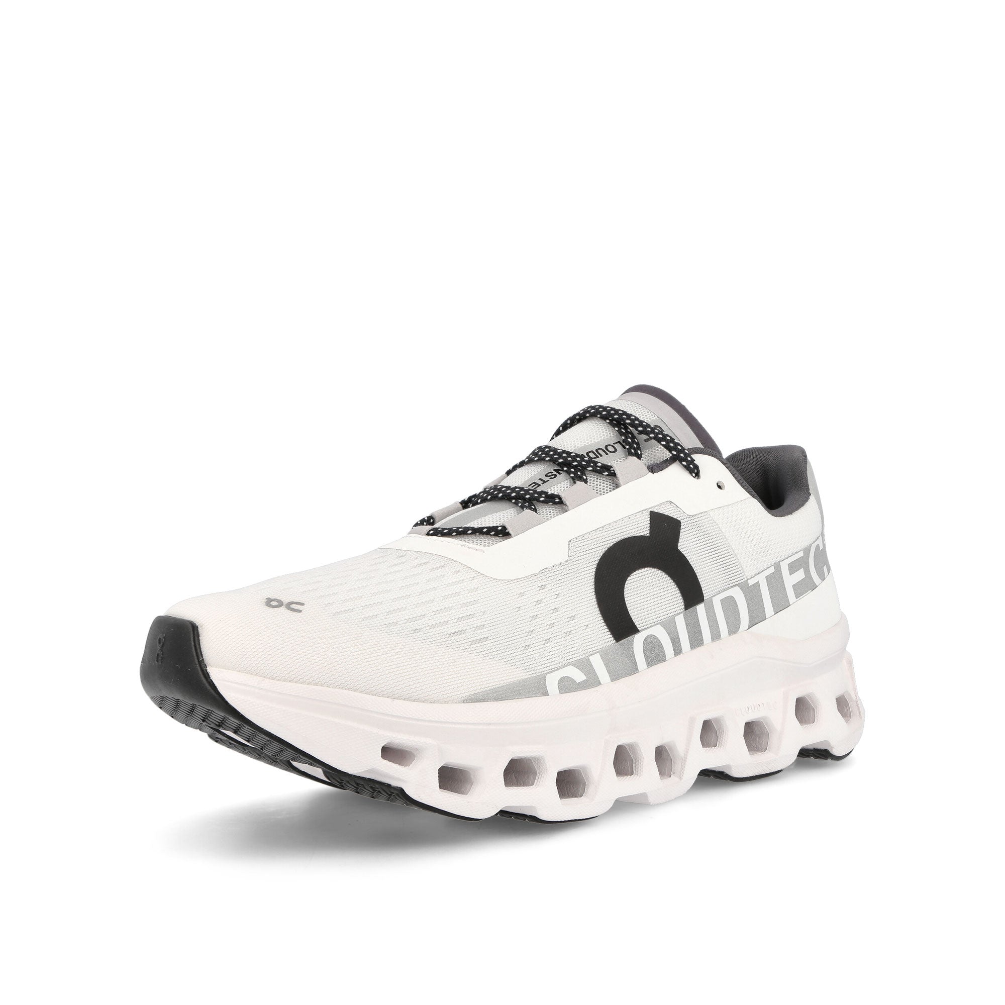 On Cloudmonster Undyed-White / White Low Top Sneakers Close Up | Overkill