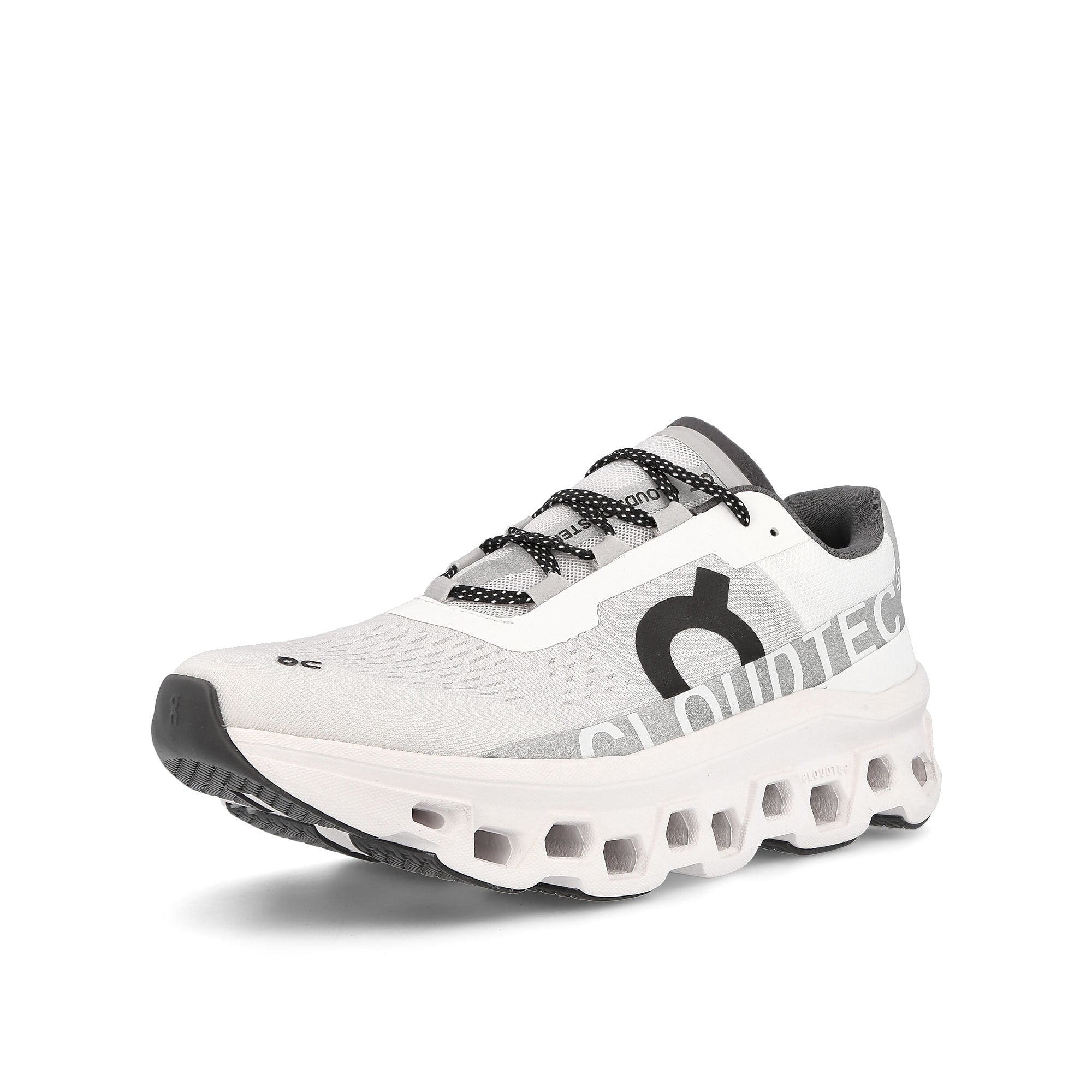 On Cloudmonster All White Low Top Sneakers Close Up | Overkill