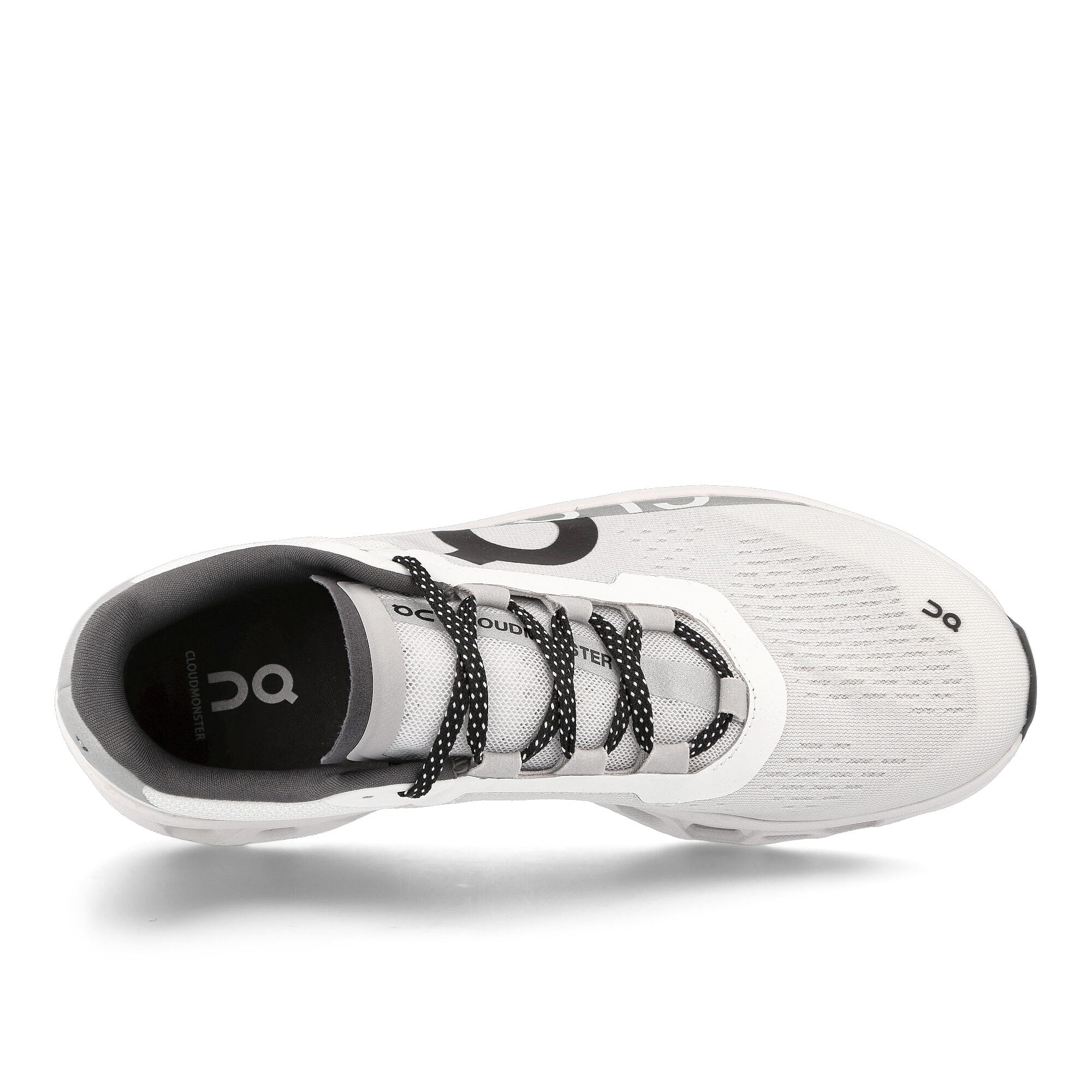 On Cloudmonster All White Low Top Sneakers Detail View 1 | Overkill