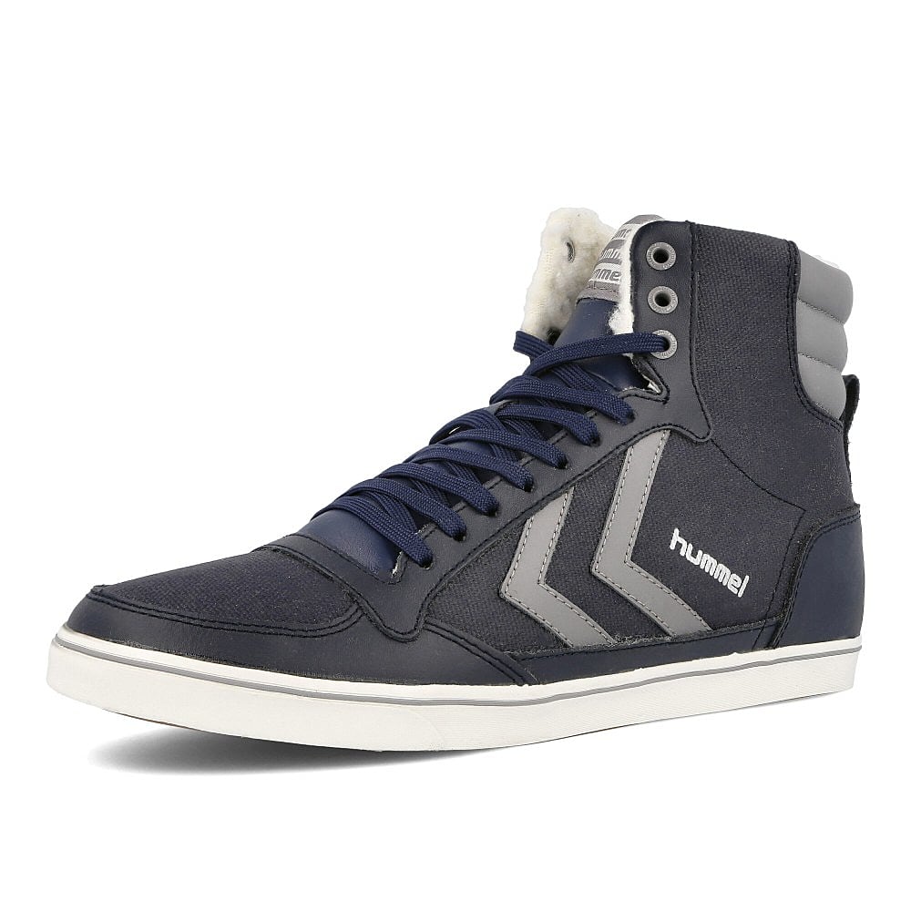 Hummel slim stadil winter waxed canvas Dress Blue Sneakers Close Up | Overkill