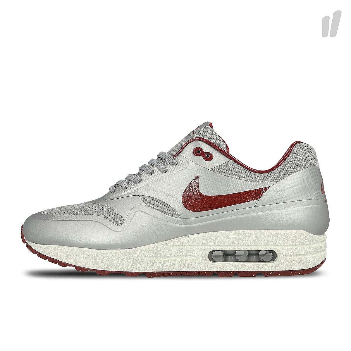 Nike air max 1 hyperfuse qs Metallic Silver-Deep Red - Sail Low Top Sneakers 633087 006 | Overkill