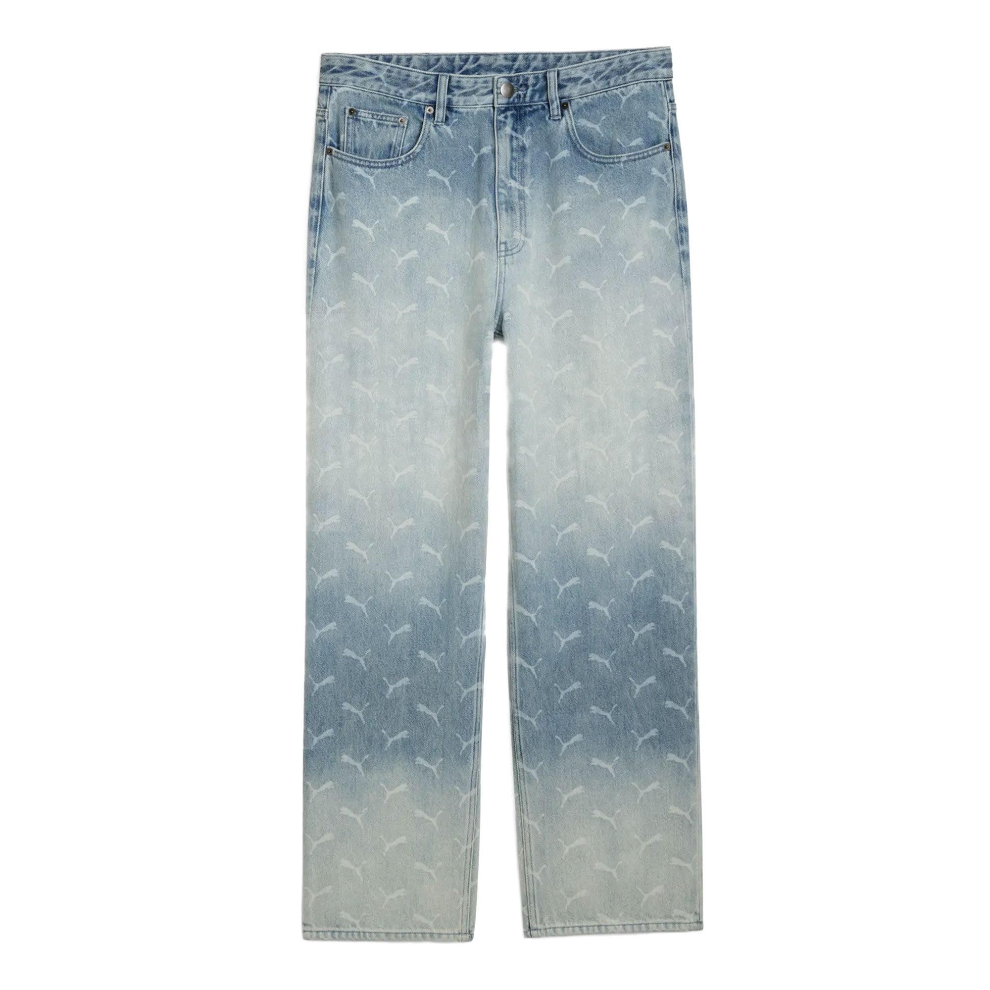 A$AP Rocky x Puma Laser Monogram Denim Pants Faded Denim - All Over Print Jeans 633428 01 | Overkill
