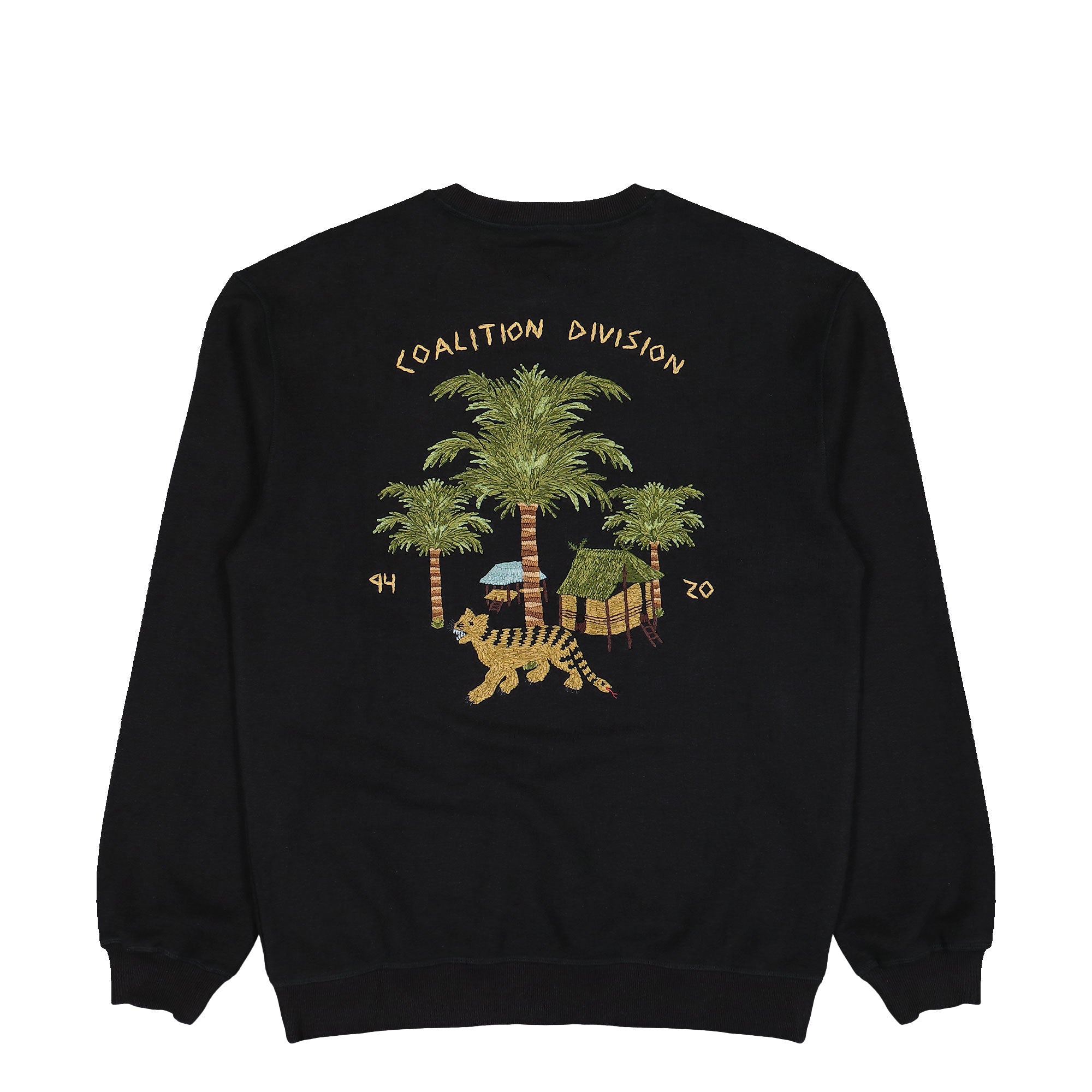 Maharishi Story Cloth Scenic Crew Sweat Black Sweatshirts 6361 Close-up | Overkill