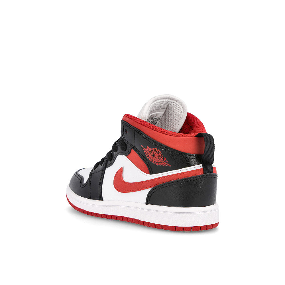 Jordan Air Jordan 1 Mid PS White / Gym Red - Black Close-up | Overkill