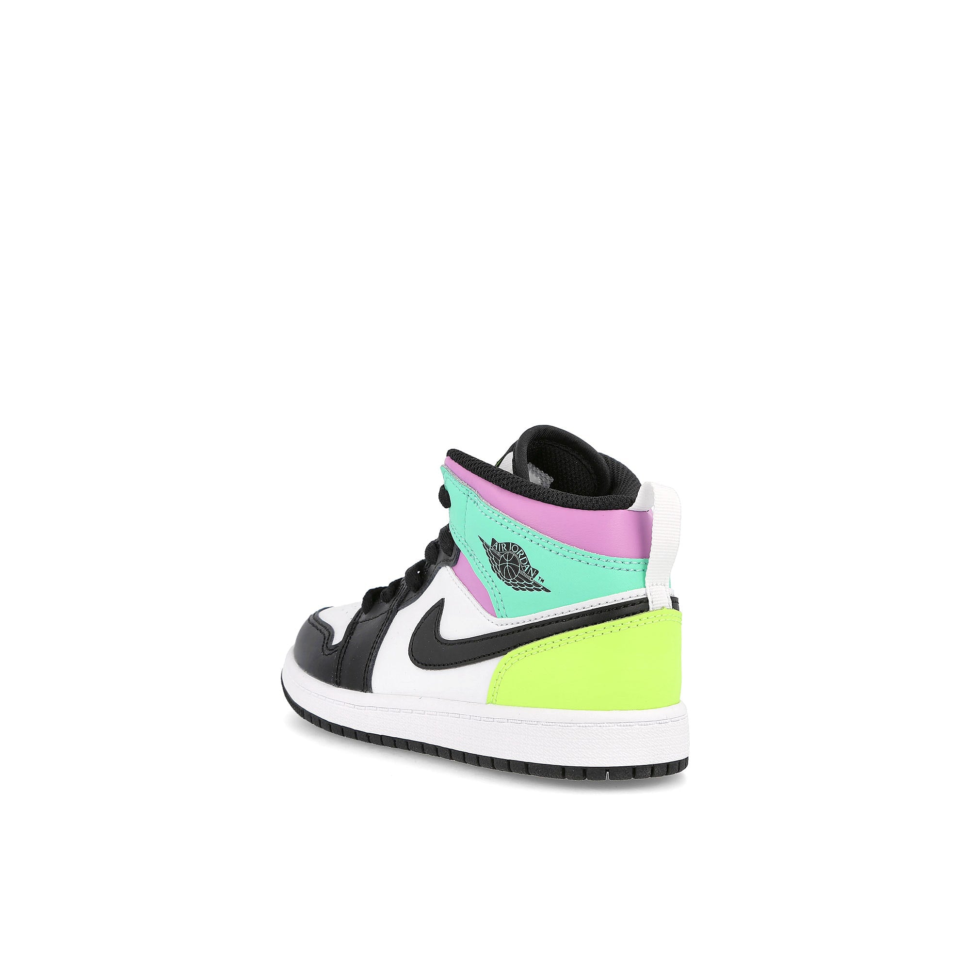 Jordan Air Jordan 1 Mid PS White / Black - Volt - Green Glow Close-up | Overkill