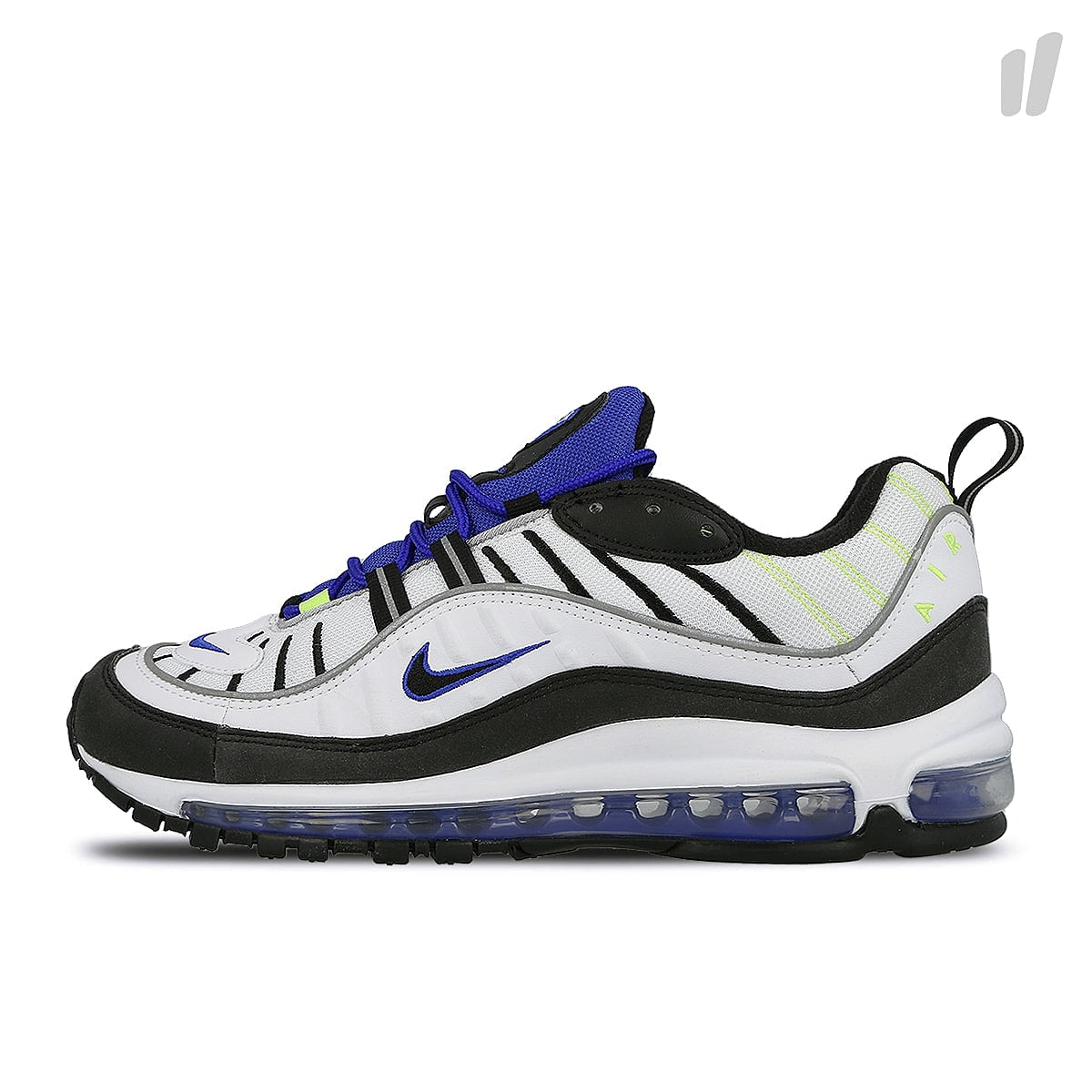 Nike air max 98 White / Black - Racer Blue - Volt Sneakers 640744 103 | Overkill