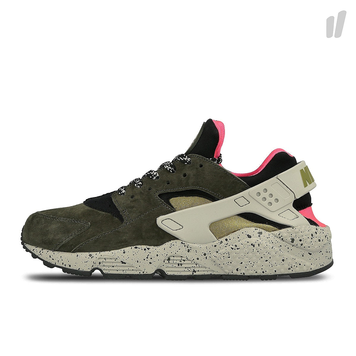 Nike air huarache run premium Black / Desert Moss - Solar Red - Pale Grey Low Top Sneakers 704830 010 | Overkill