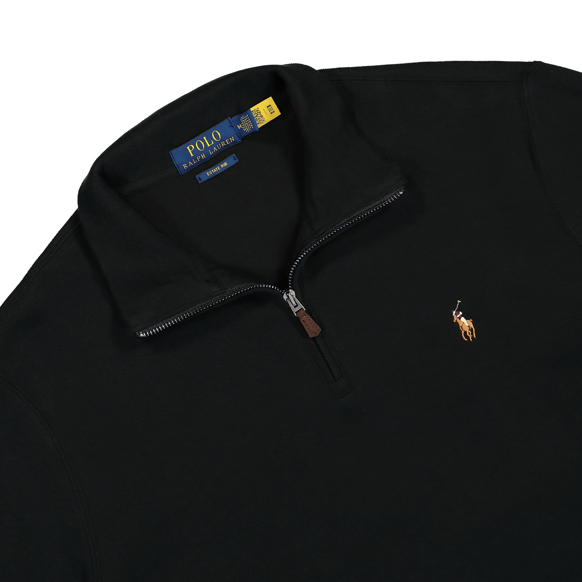 Polo Ralph Lauren Long Sleeve Half-Zip Knit Polo Black Longsleeves Close-up | Overkill