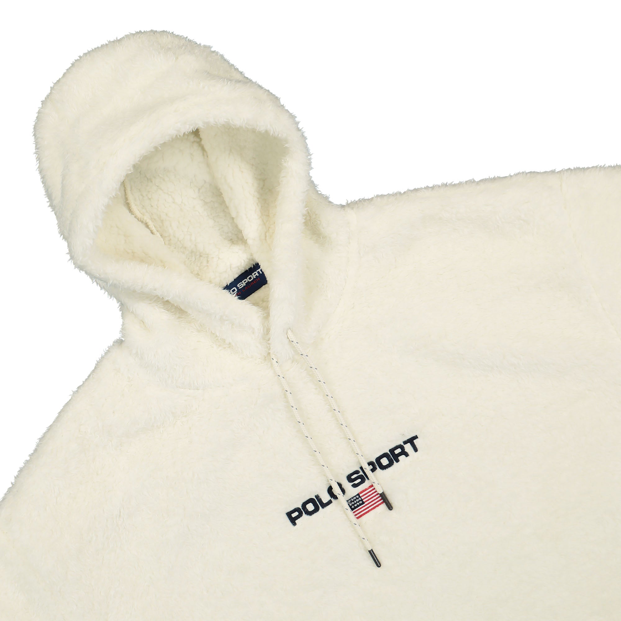 Polo Ralph Lauren Polo Sport Curly Hi-Pile Hoodie Cream Hoodies Close-up | Overkill