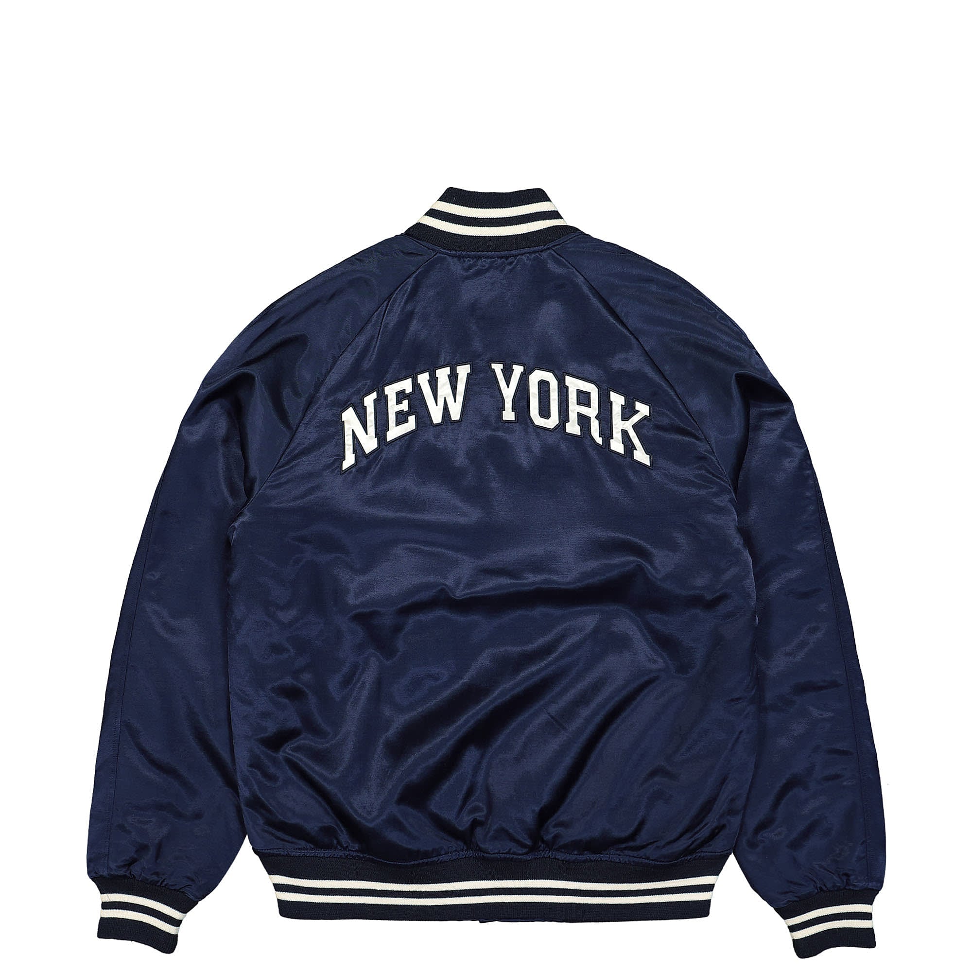 Polo Ralph Lauren Varsity-Inspired Satin Jacket Aviator Navy Bomber & Varsity Jackets Close-up | Overkill
